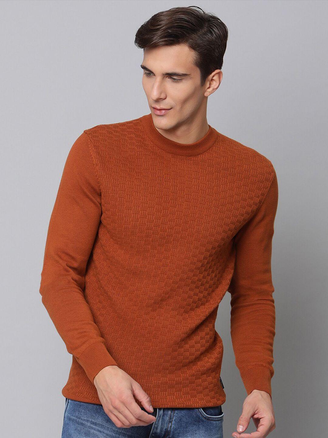 ben sherman men rust pure cotton checked pullover