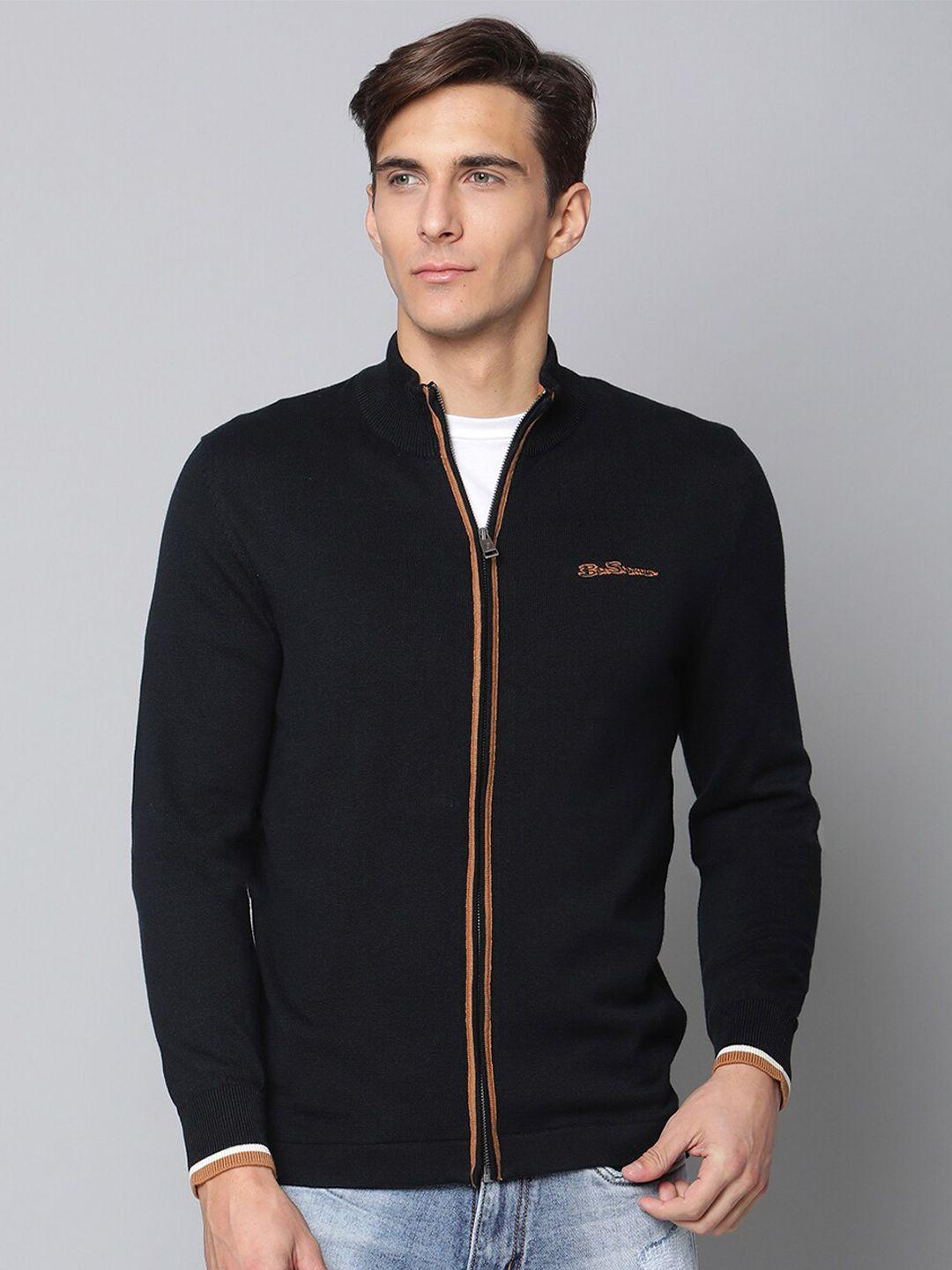 ben sherman men black solid pure cotton cardigan