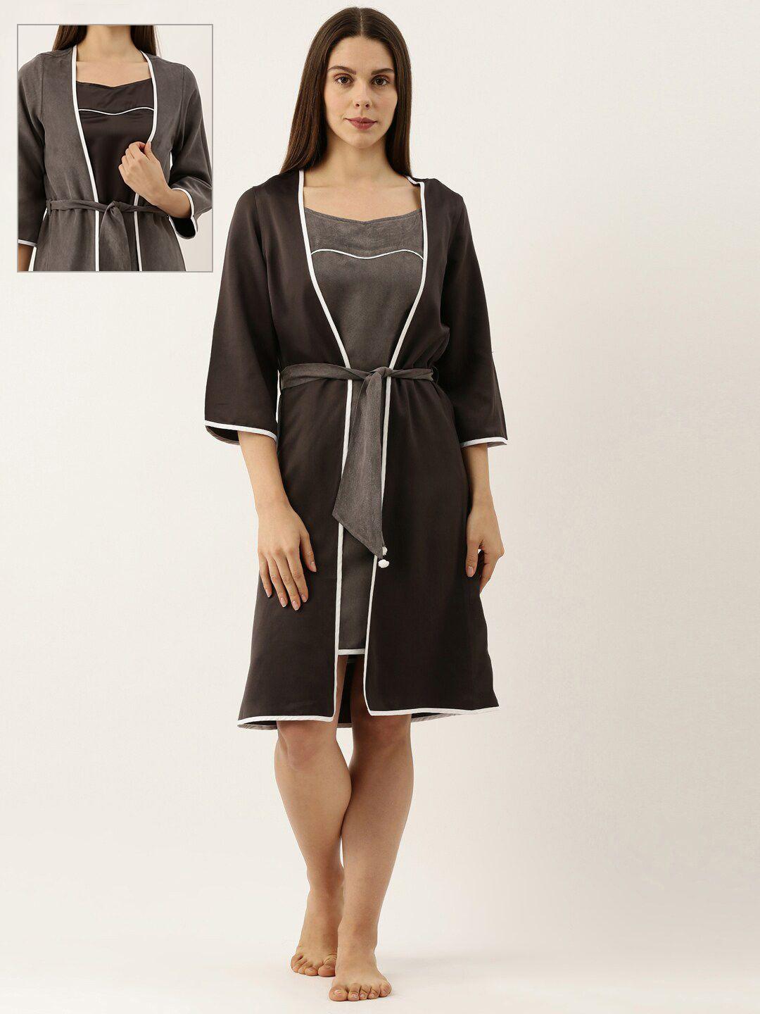 bannos swagger grey & black reversible rob nightdress