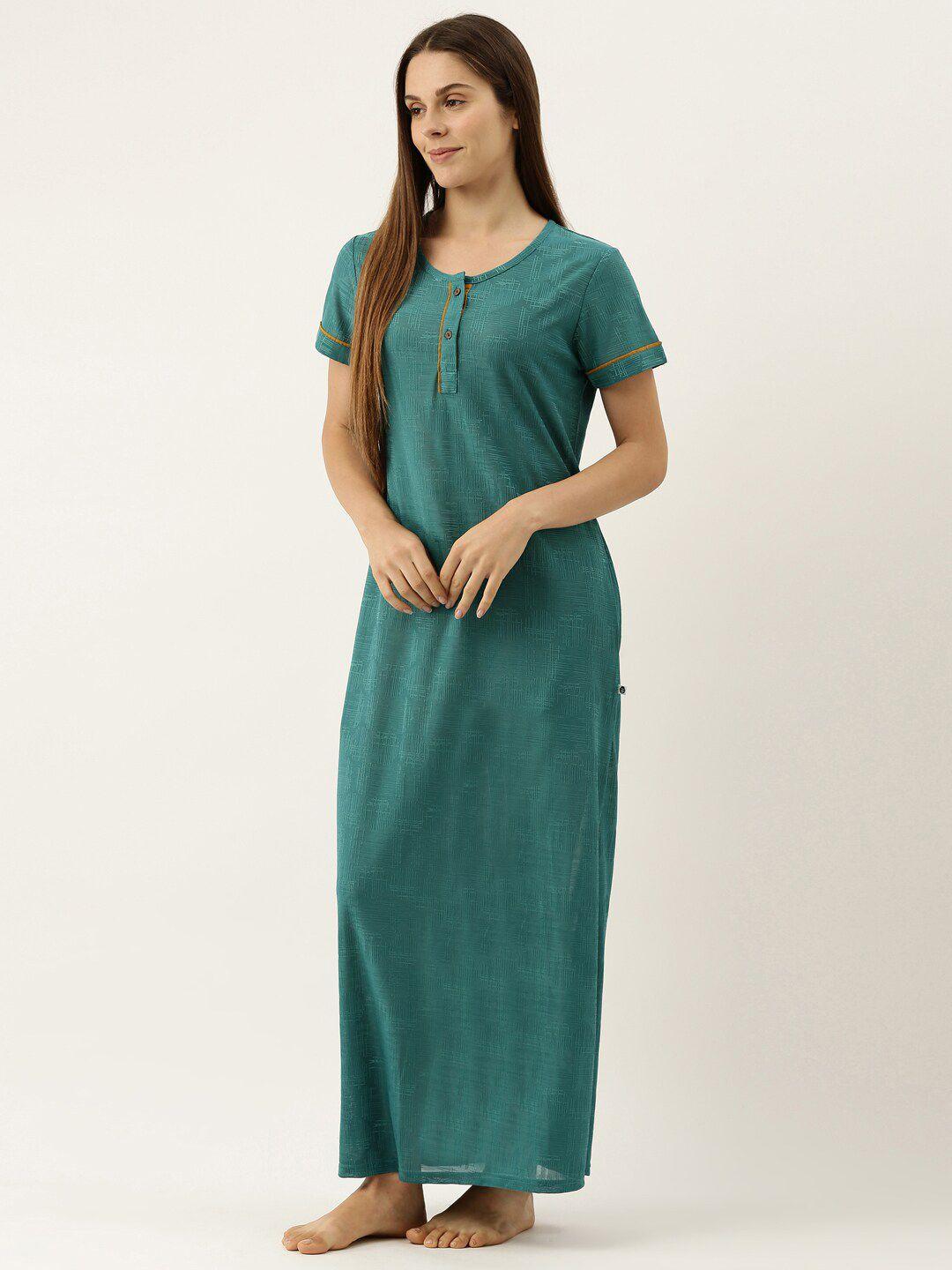 bannos swagger women blue solid maxi nightdress