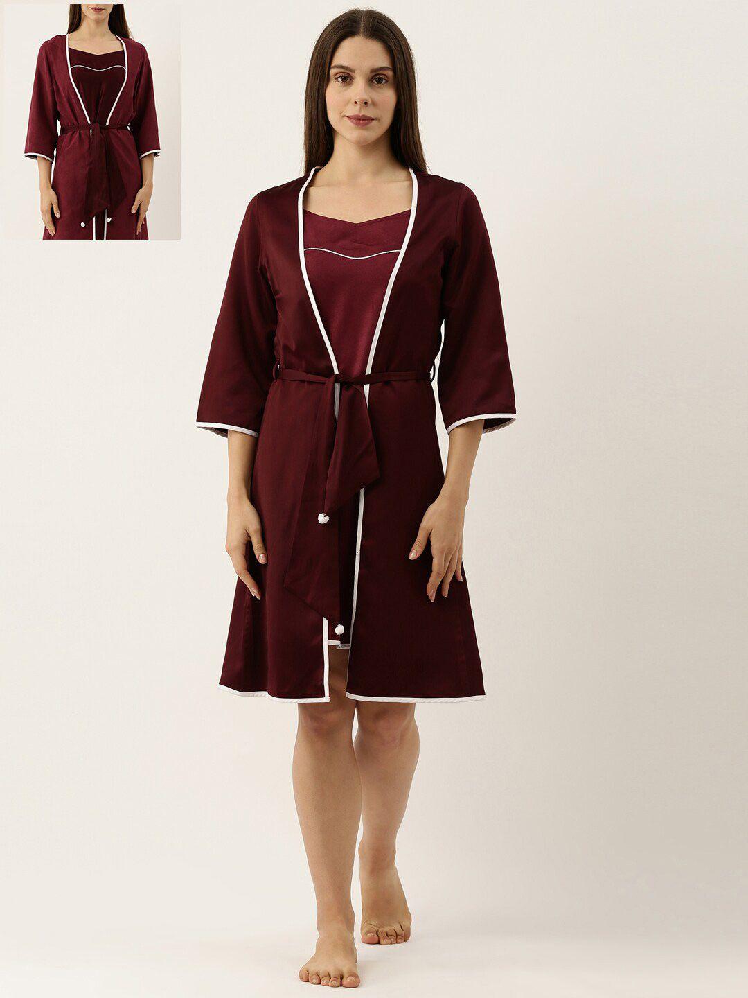 bannos swagger burgundy & maroon reversible rob nightdress