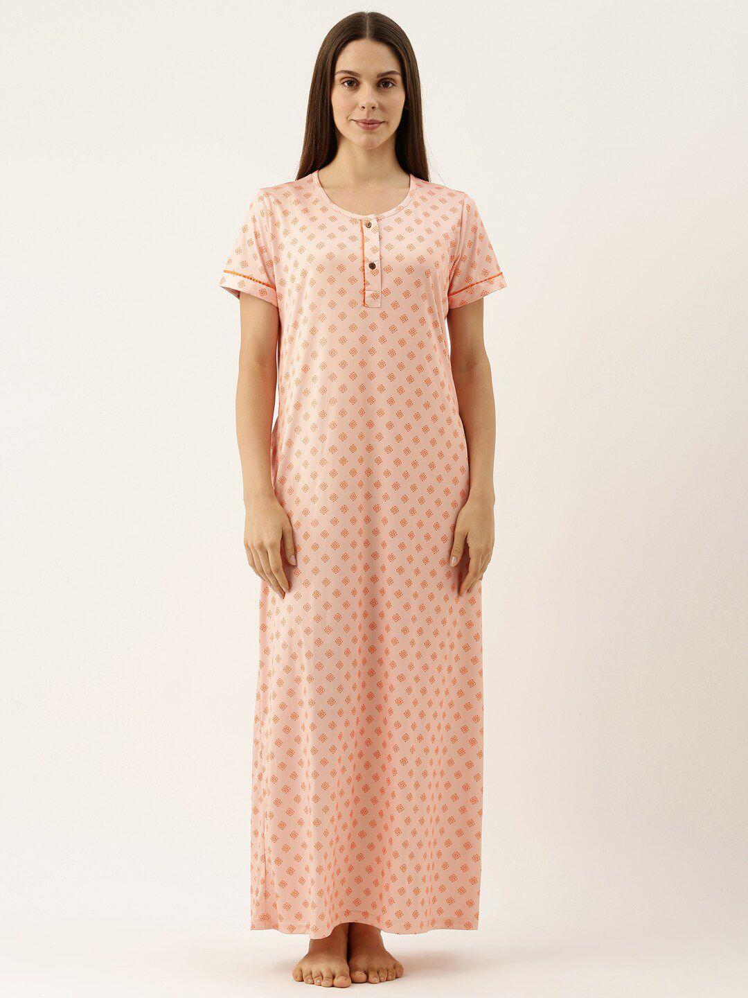 bannos swagger pink printed maxi nightdress