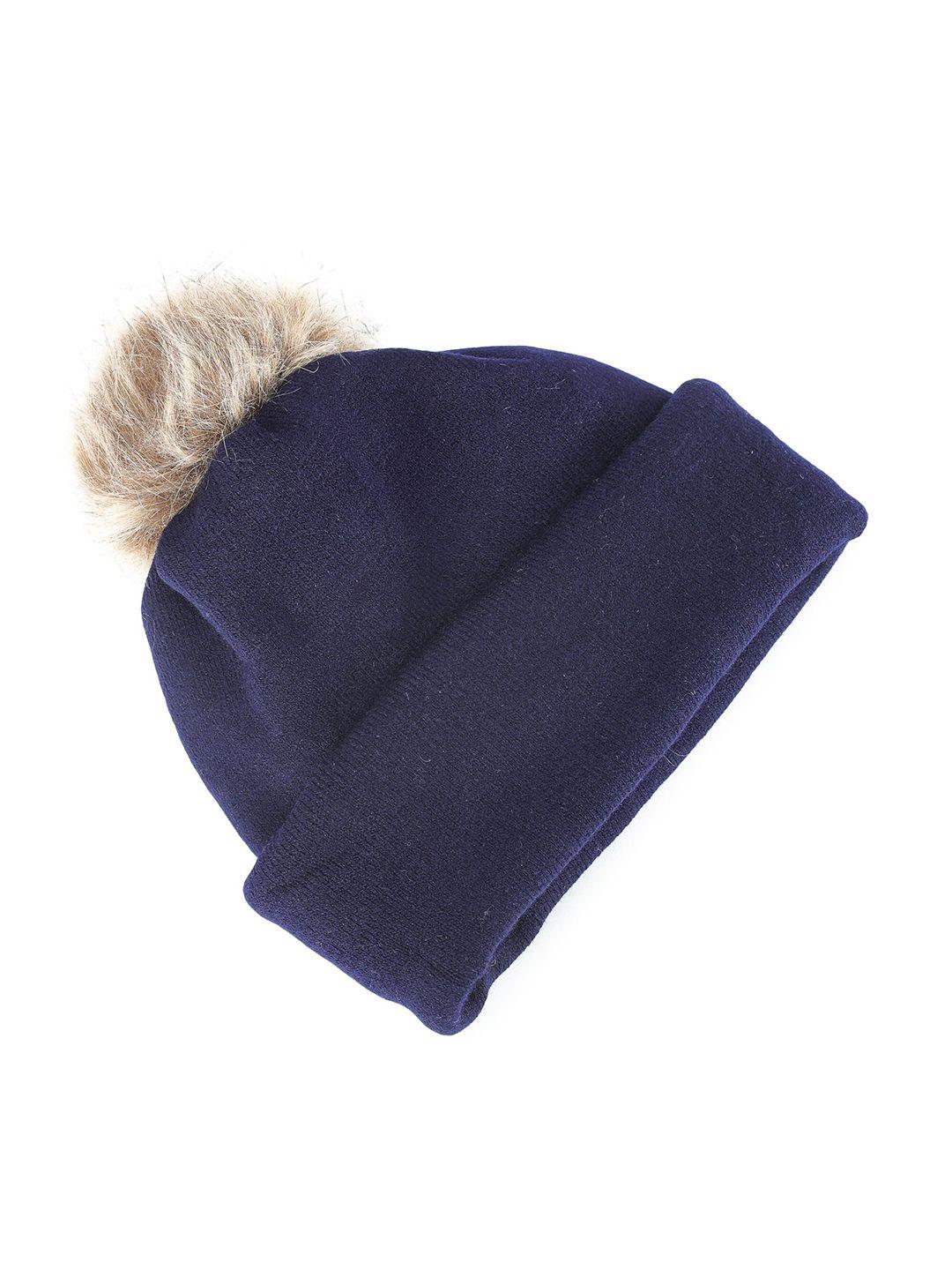 ellis men navy blue & tan woolen beanie