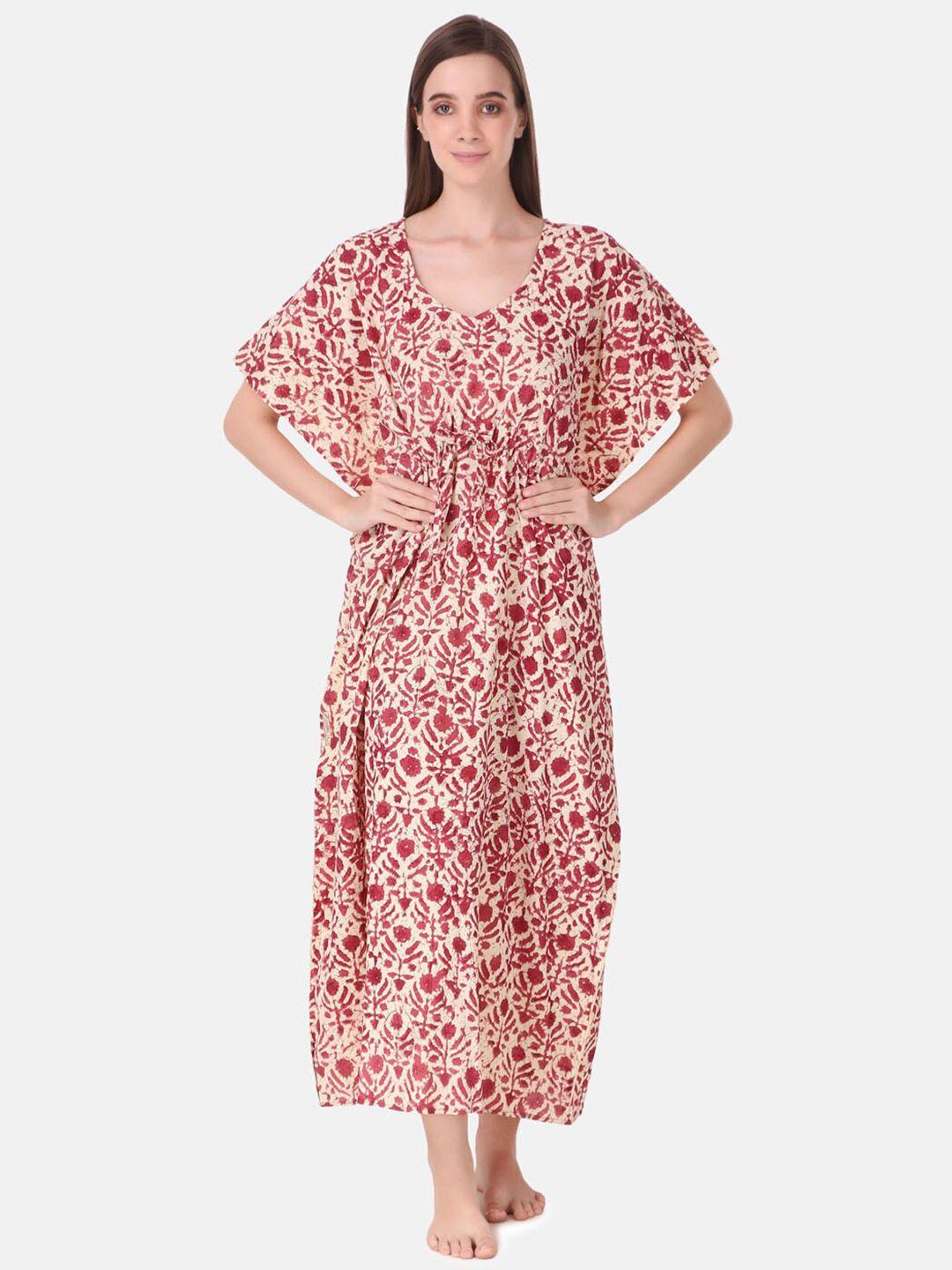 masha magenta printed pure cotton maxi nightdress