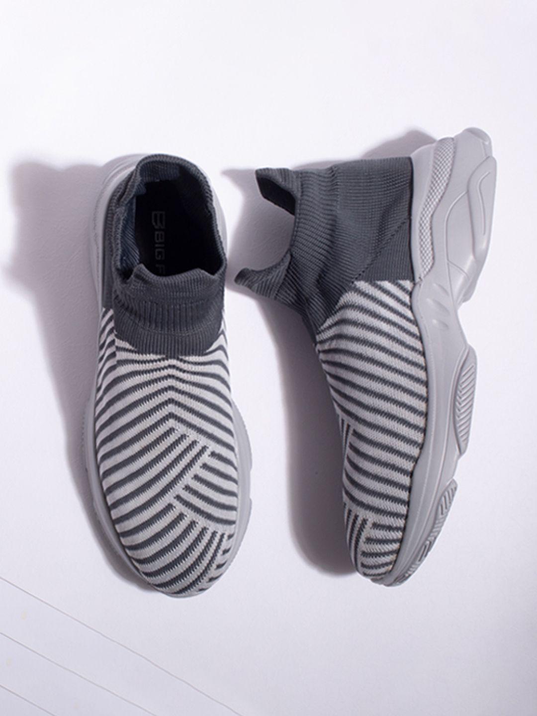 big fox men grey striped slip-on sneakers