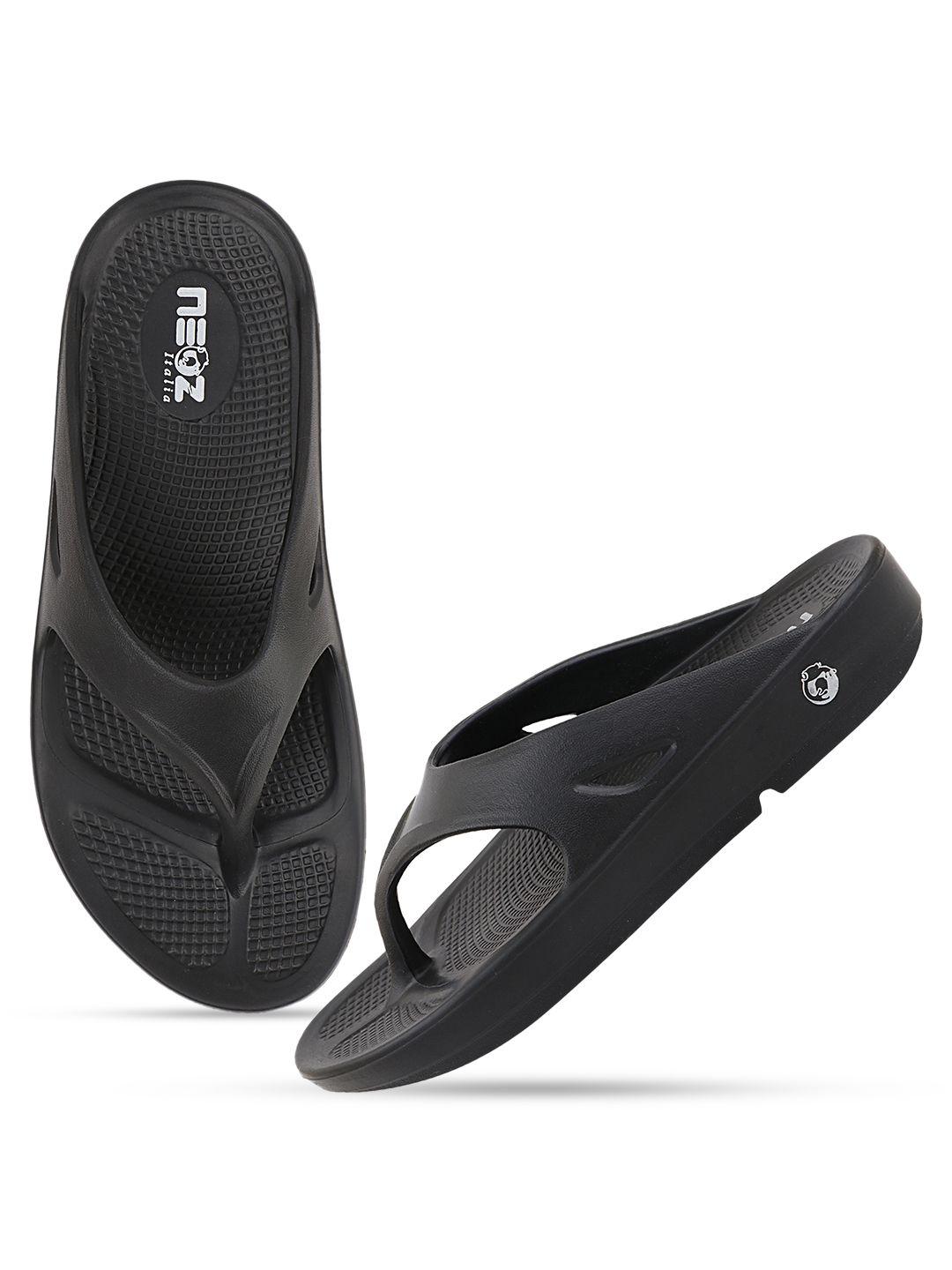 neoz men black rubber thong flip-flops