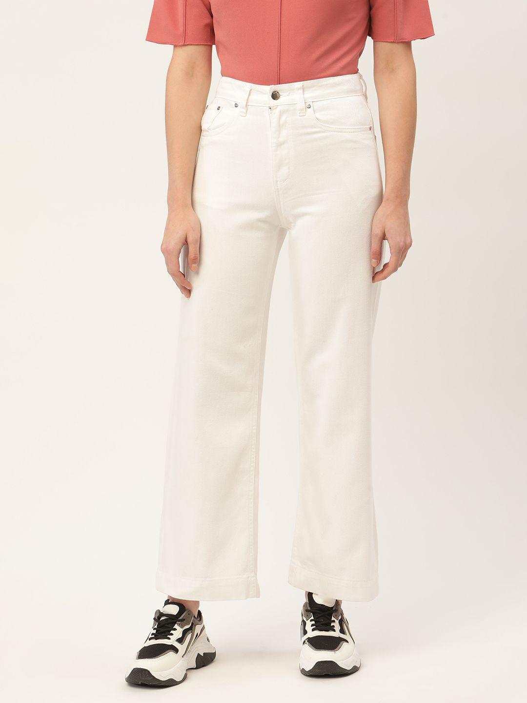 malachi women white high-rise denim flared jeans