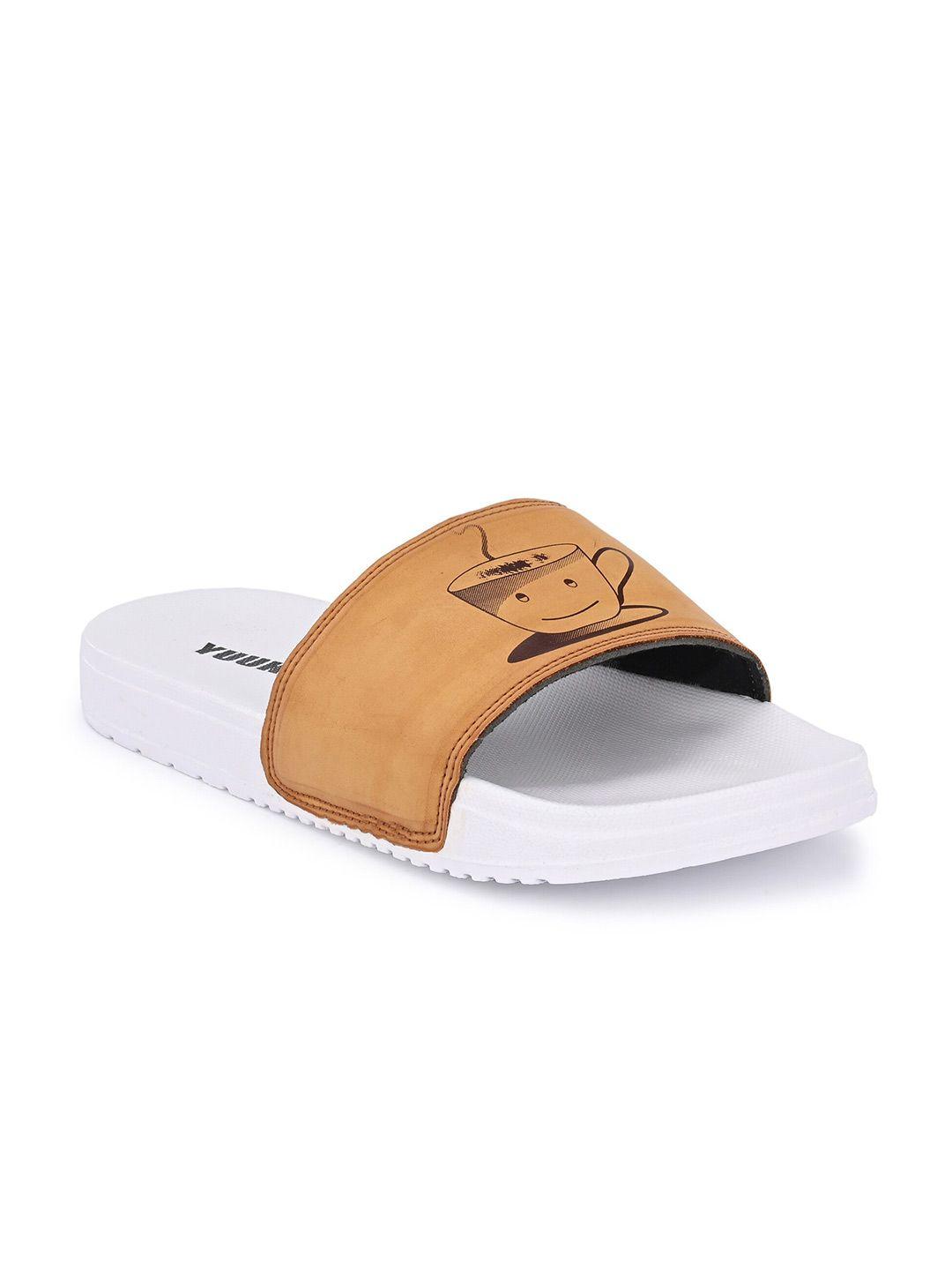 yuuki men coffee brown printed sliders