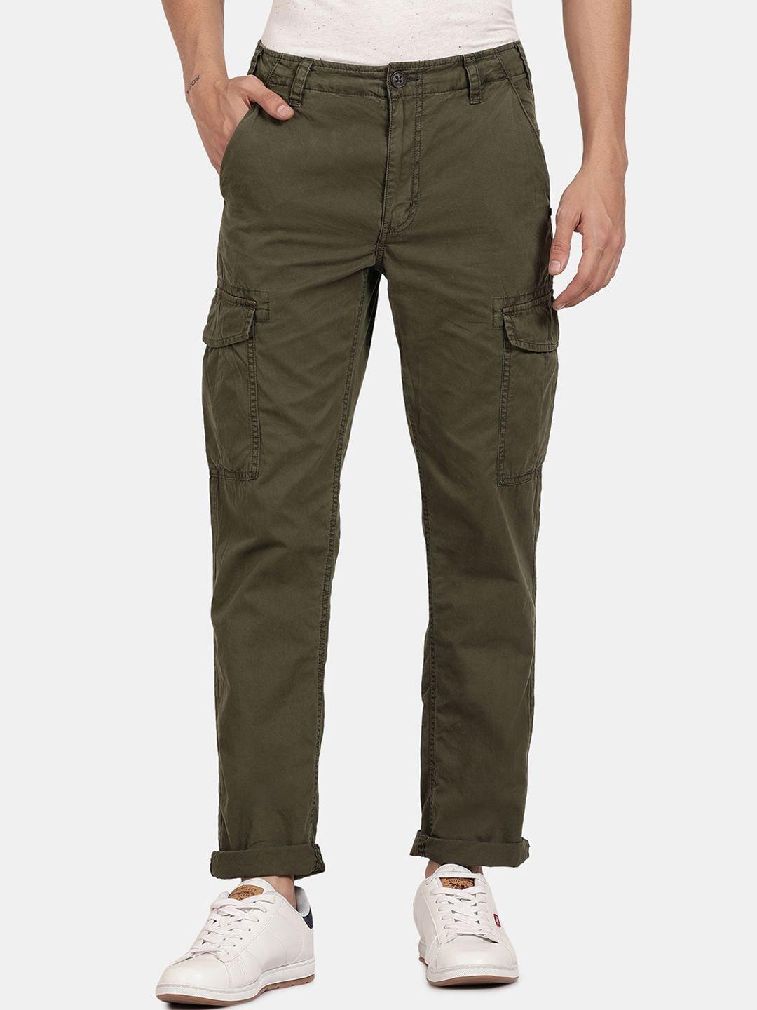 t-base men olive green cargos trousers