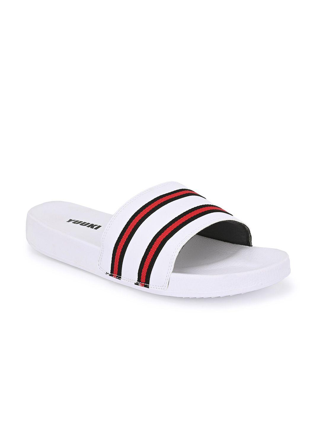 yuuki men white & red striped sliders