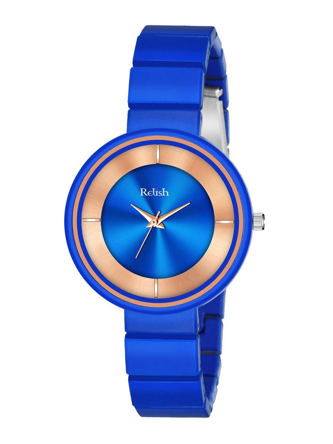 relish women blue dial & blue stainless steel bracelet style straps analogue watch