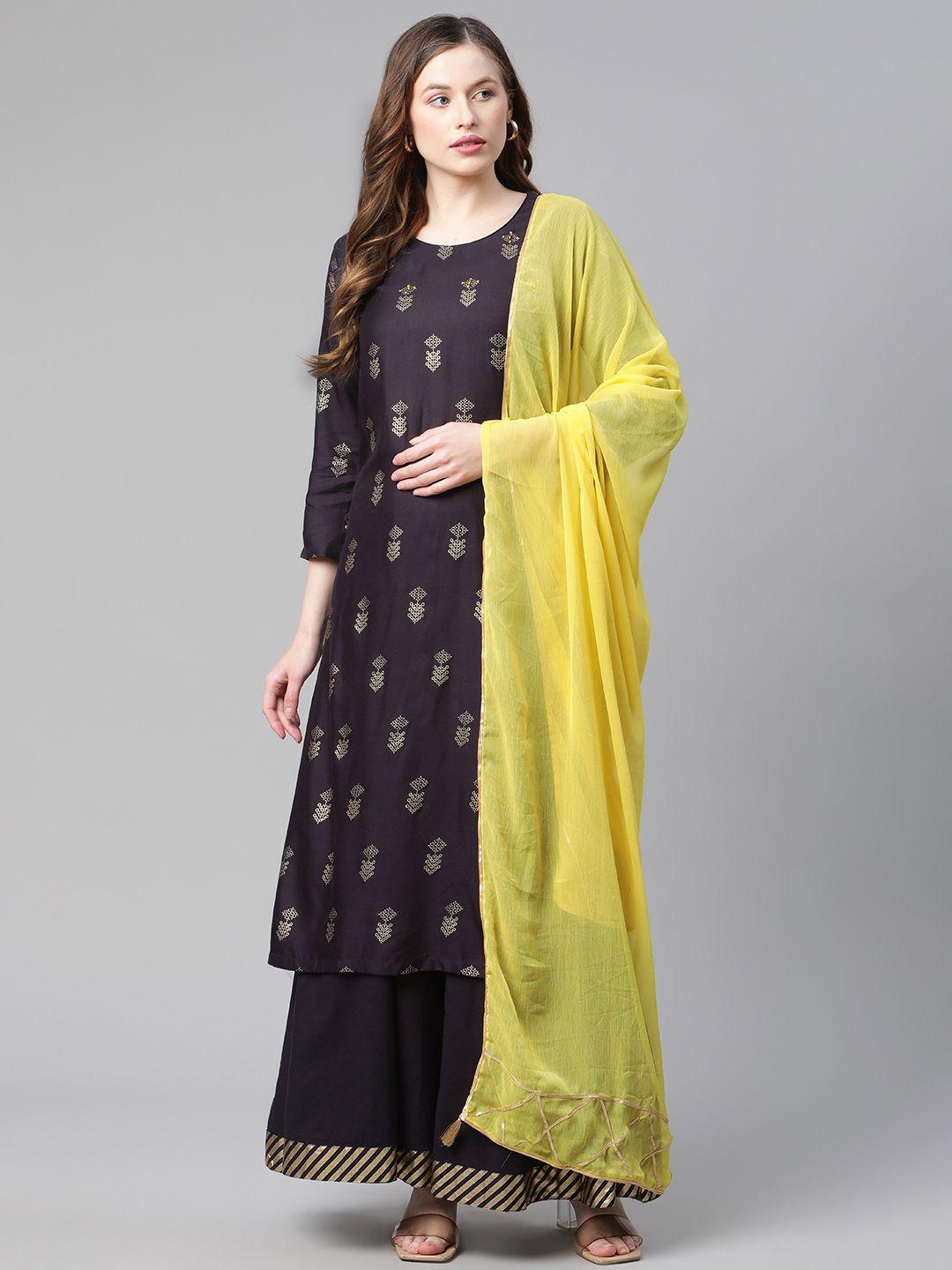 rangriti women assorted printed kurta with skirt & & dupatta