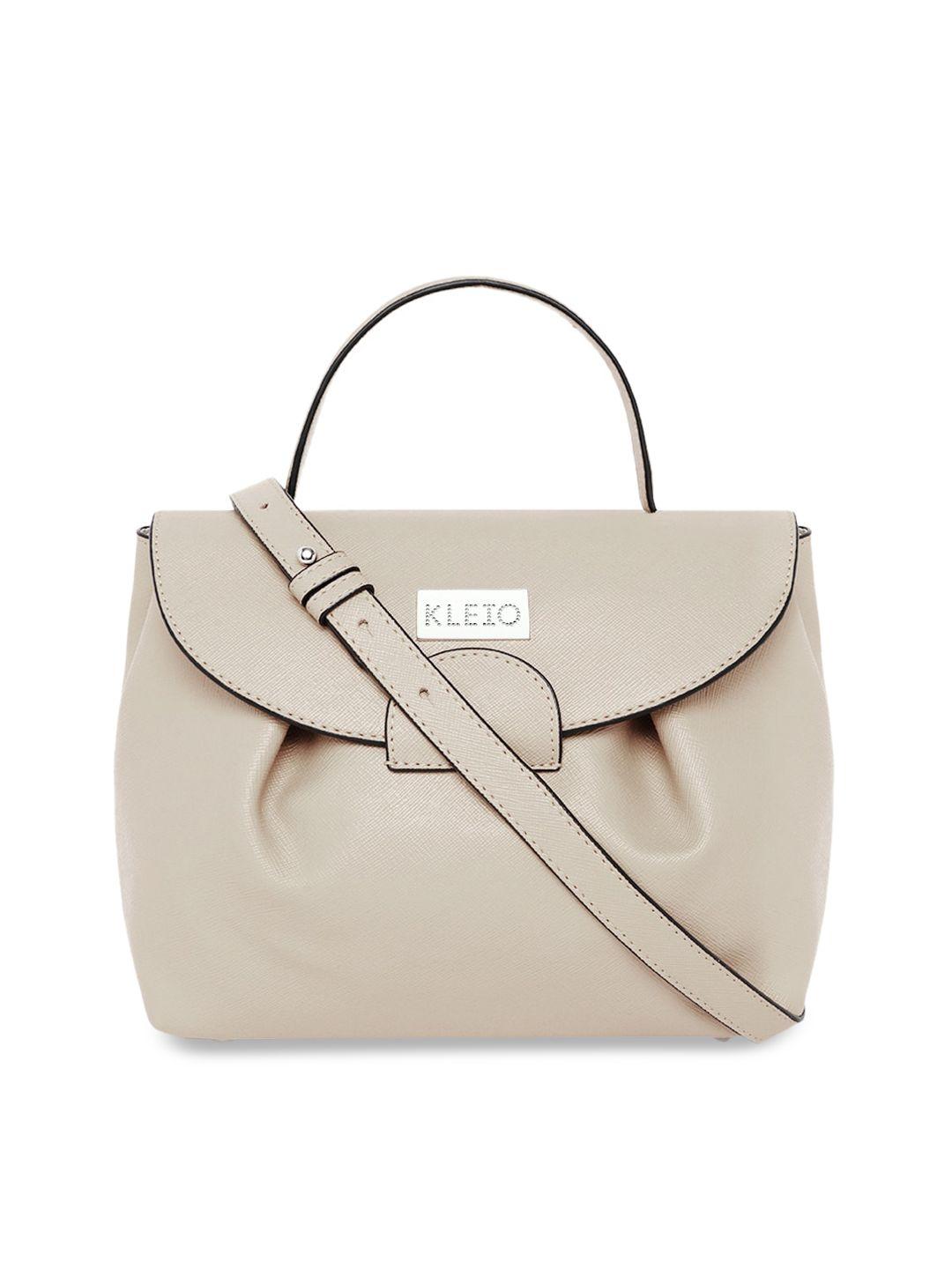 kleio cream-coloured pu half moon satchel