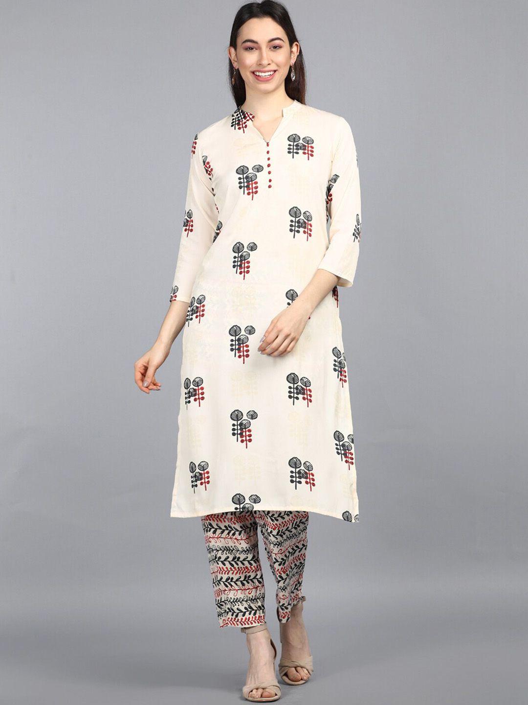 ahika women off white kurta with palazzos