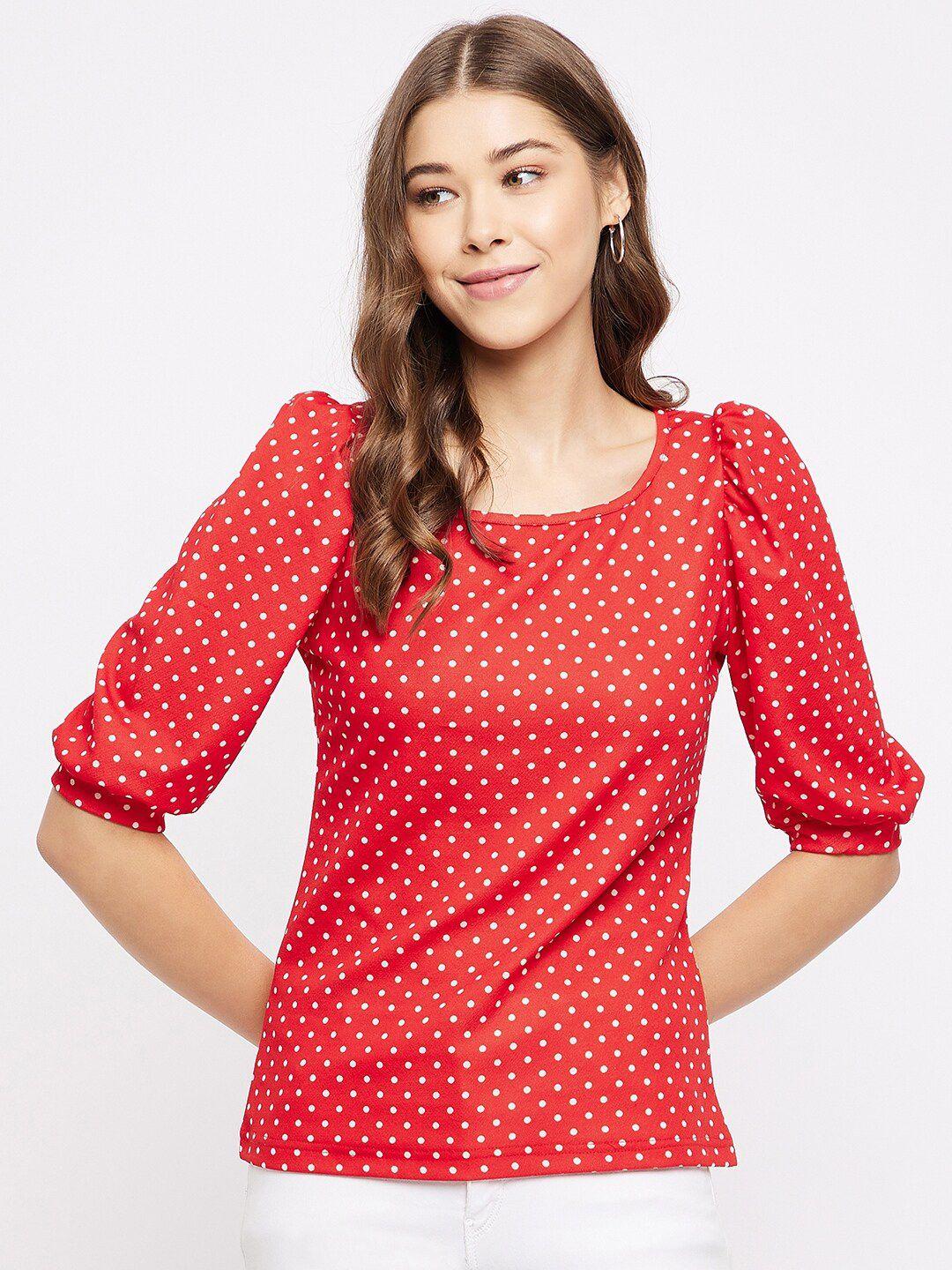 uptownie lite red & white polka dot print top