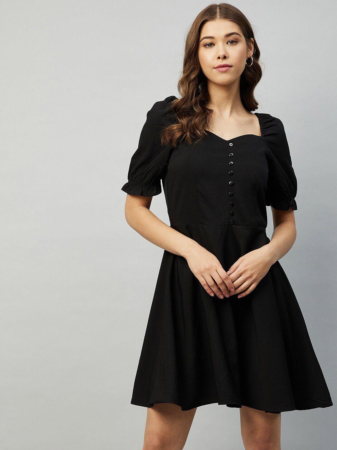 carlton london black crepe a-line dress