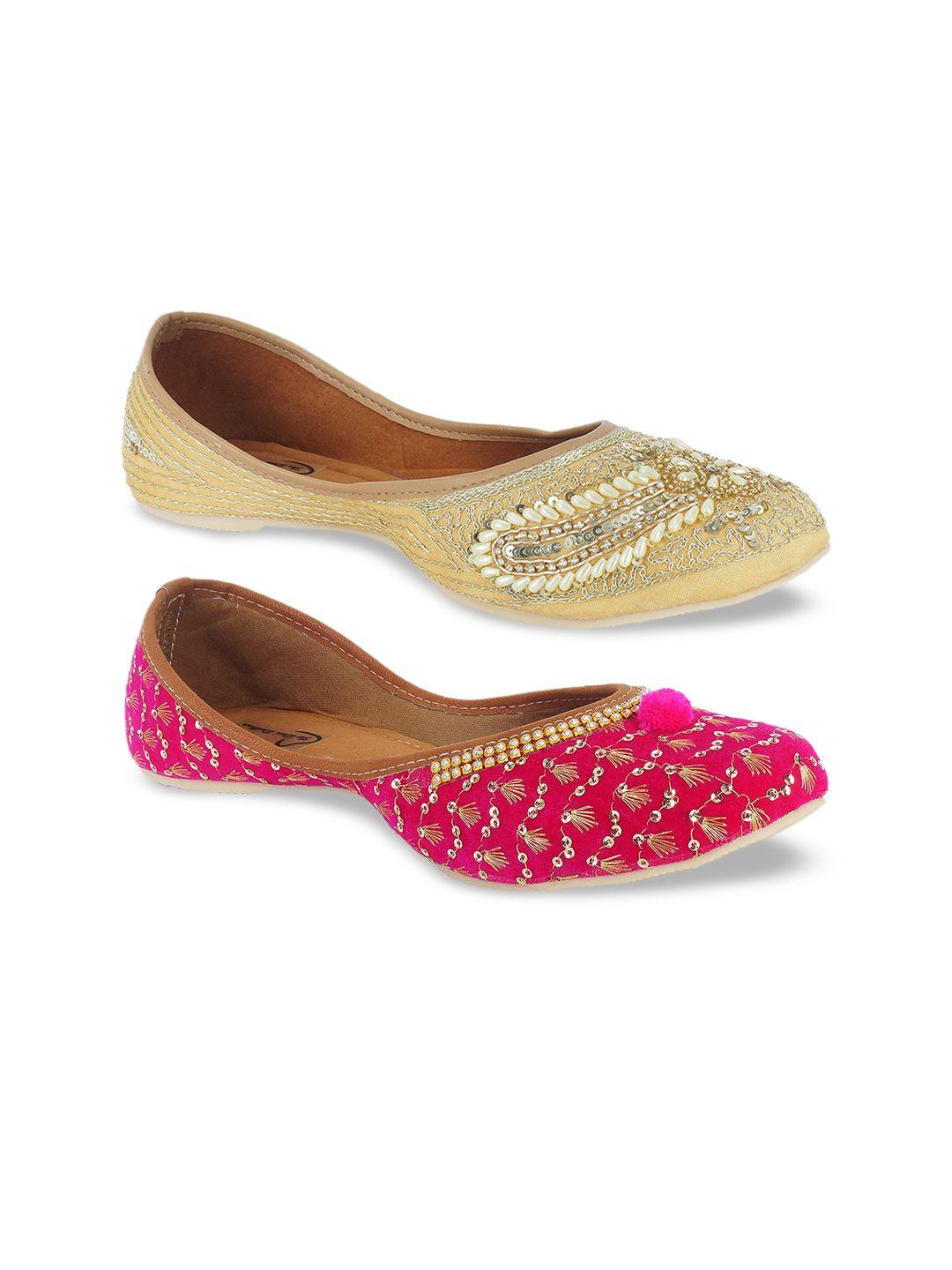 the desi dulhan women multicoloured embellished mojaris flats