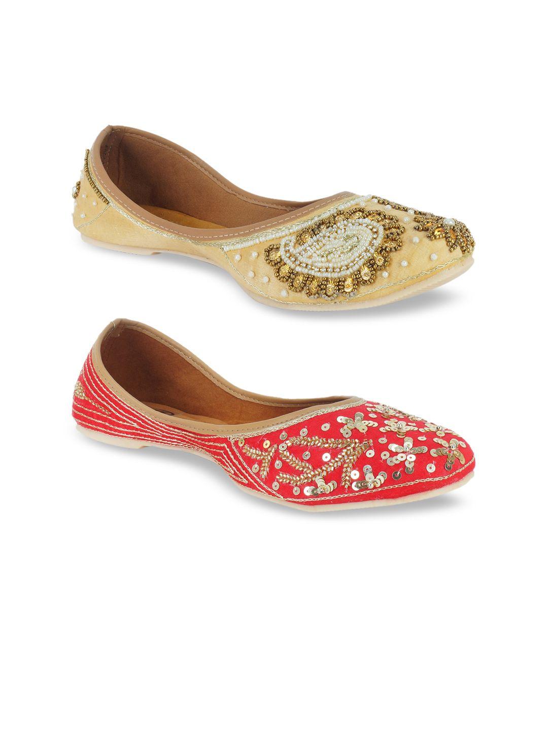 the desi dulhan women multicoloured embellished ballerinas flats