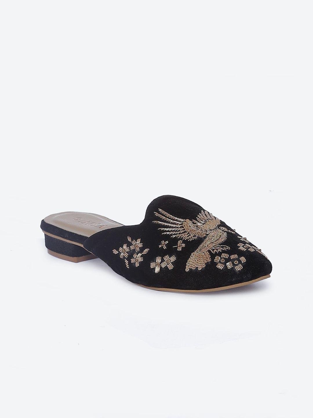 biba women black embellished mules flats