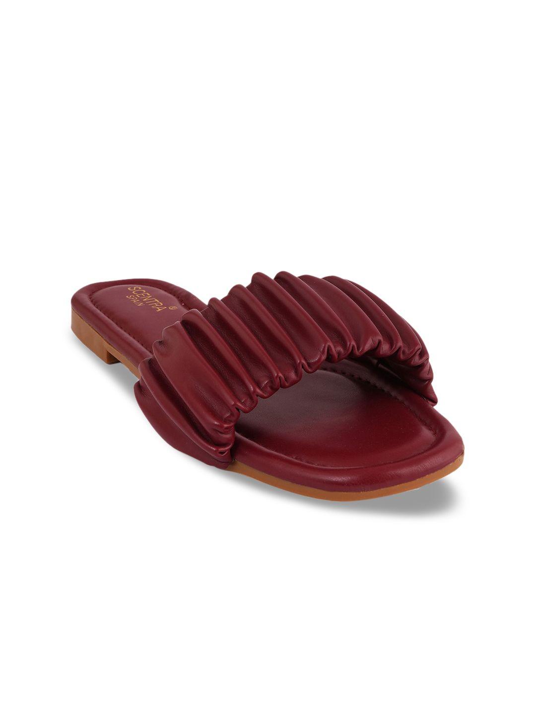 scentra women maroon open toe flats