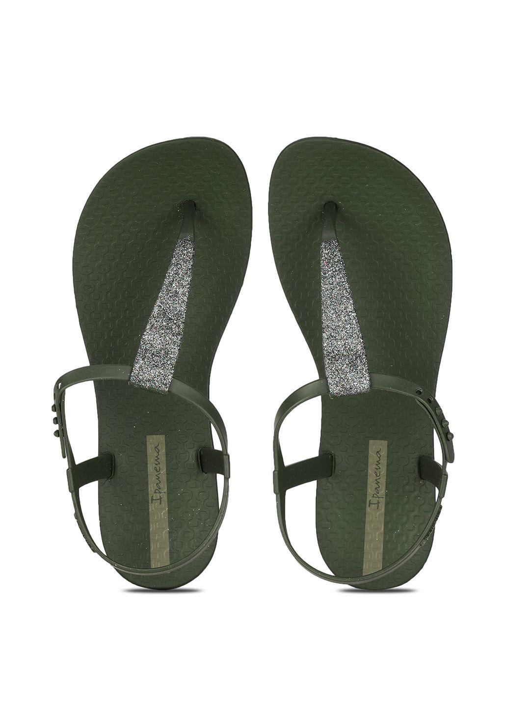 ipanema women green t-strap flats