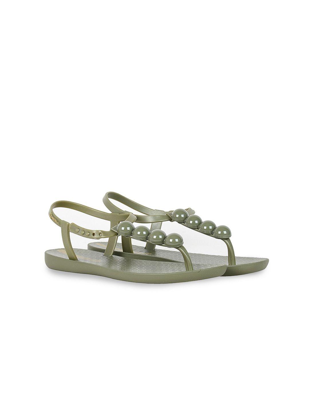 ipanema women green t-strap flats