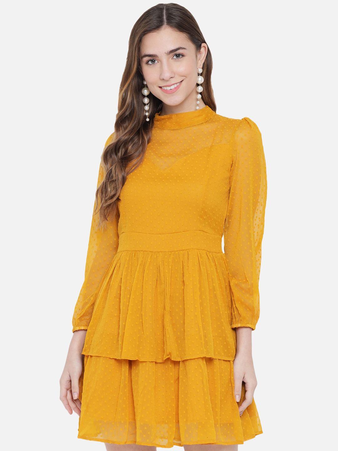 trend arrest women mustard dress