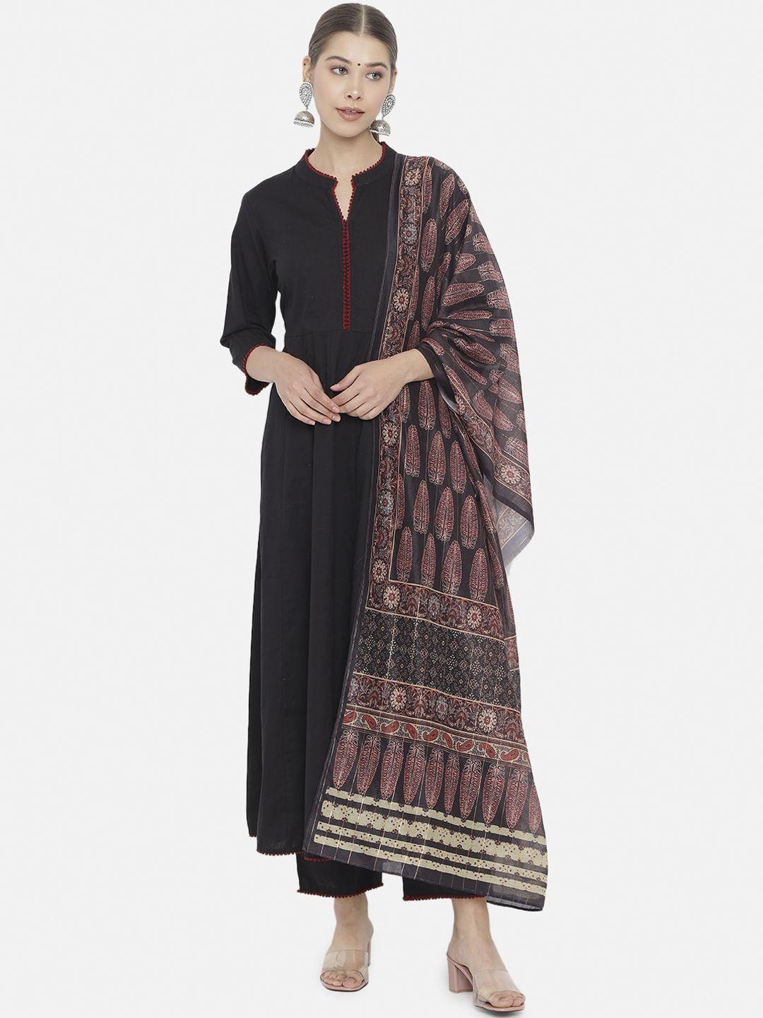 prakhya women black kurta with palazzos & with dupatta