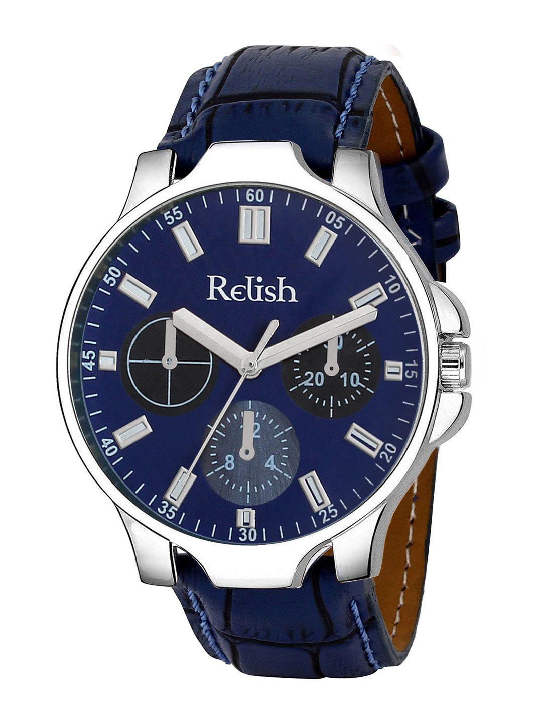 relish men blue dial & blue straps analogue watch re-bb1075