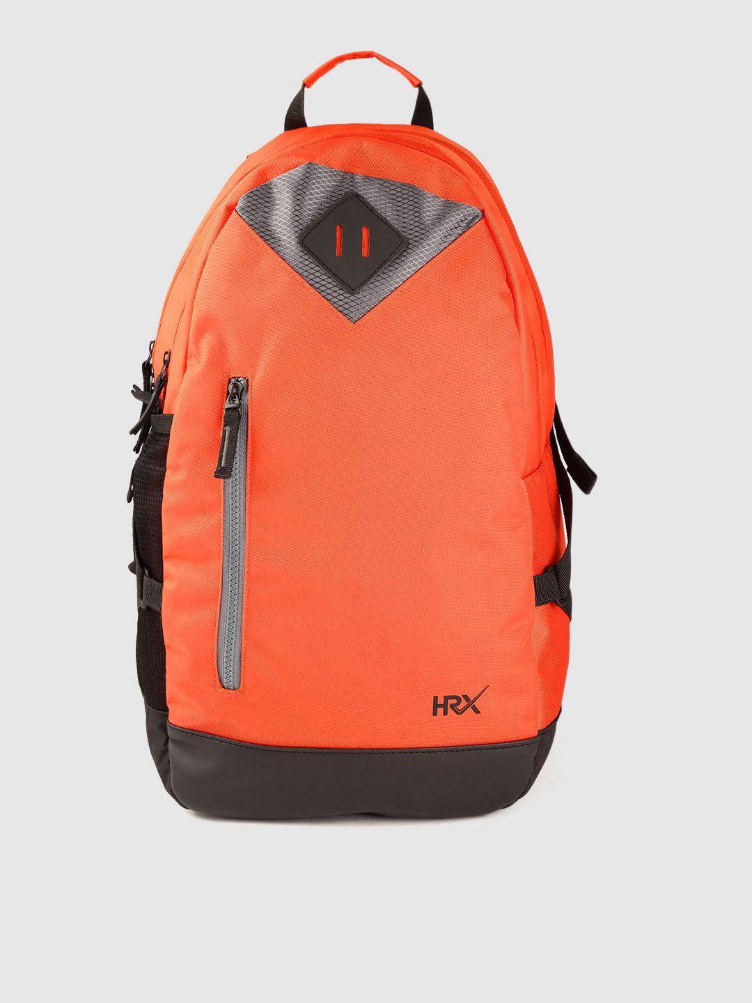 hrx by hrithik roshan unisex orange & black backpack 16 inch laptop backpack