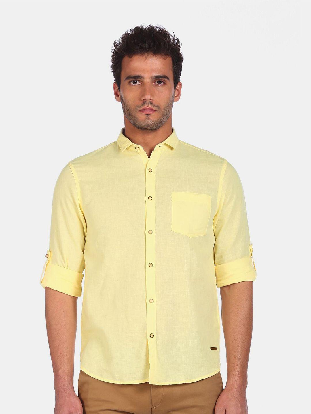 cherokee men yellow casual shirt