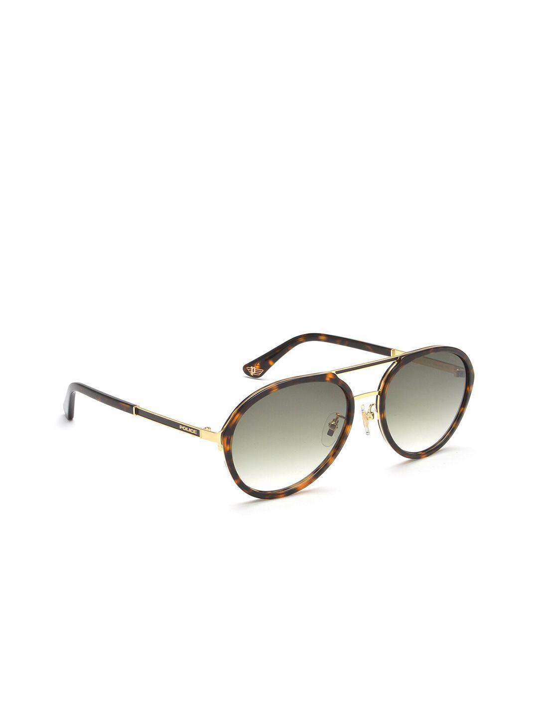 police men green lens & brown aviator sunglasses with polarised lens spla57k57300sg