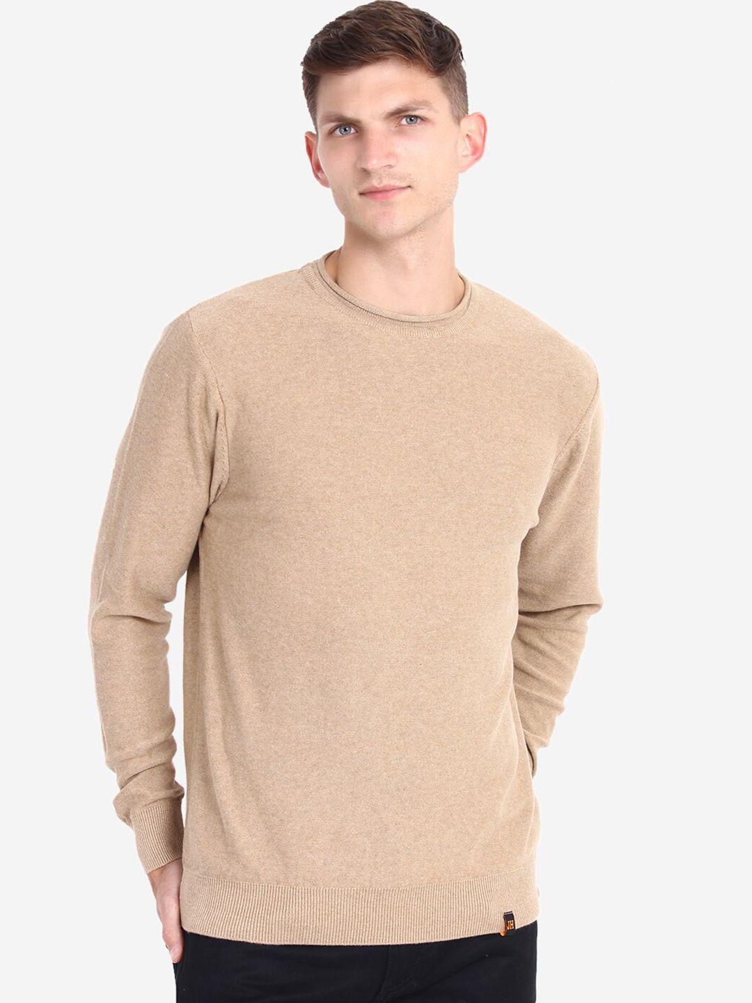 joe hazel men tan pure cotton pullover