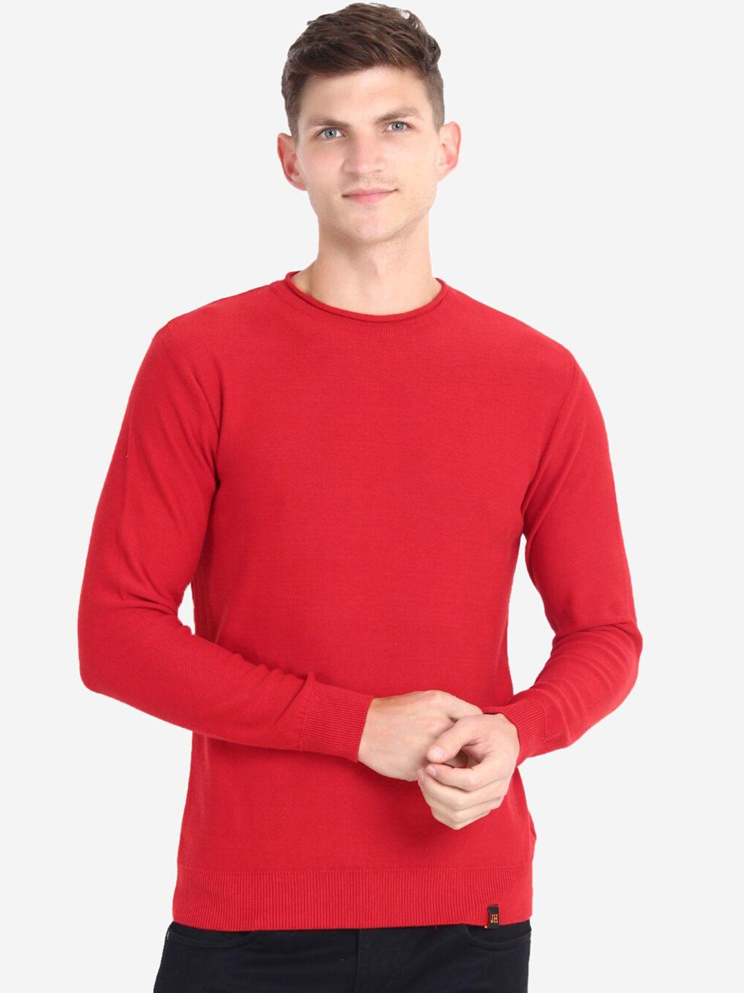 joe hazel men red pure cotton pullover