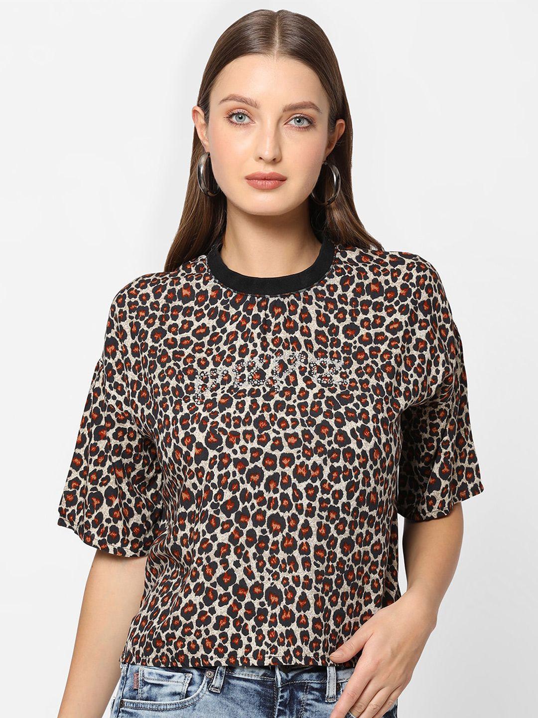 pepe jeans multicoloured animal print top