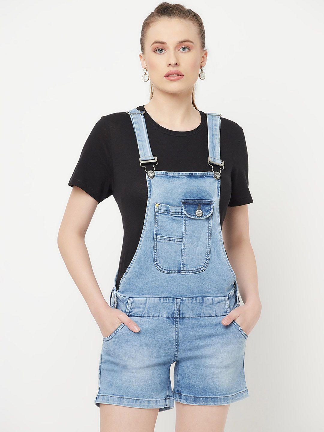 crimsoune club women blue straight-leg denim dungarees