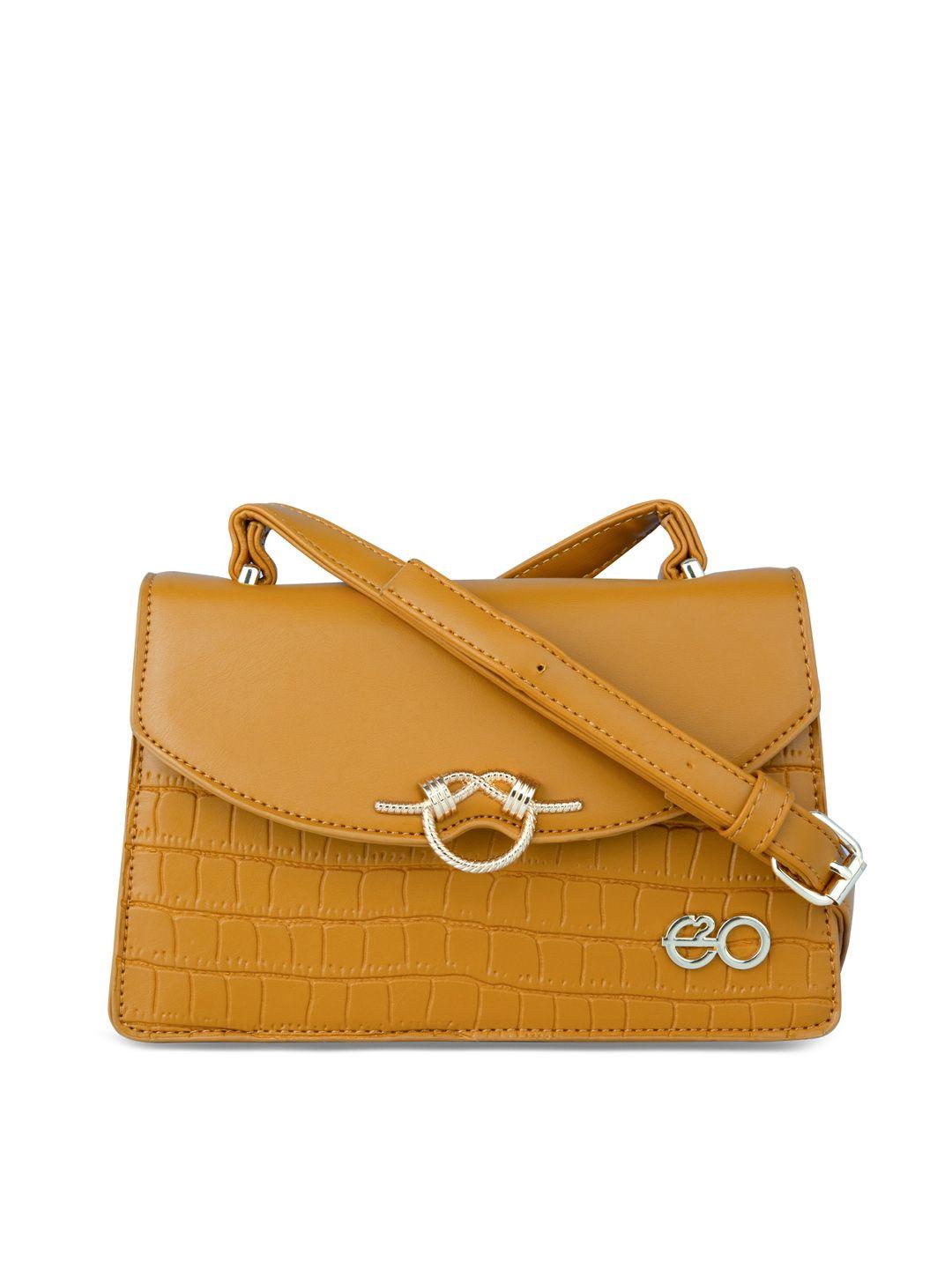 e2o yellow textured structured sling bag