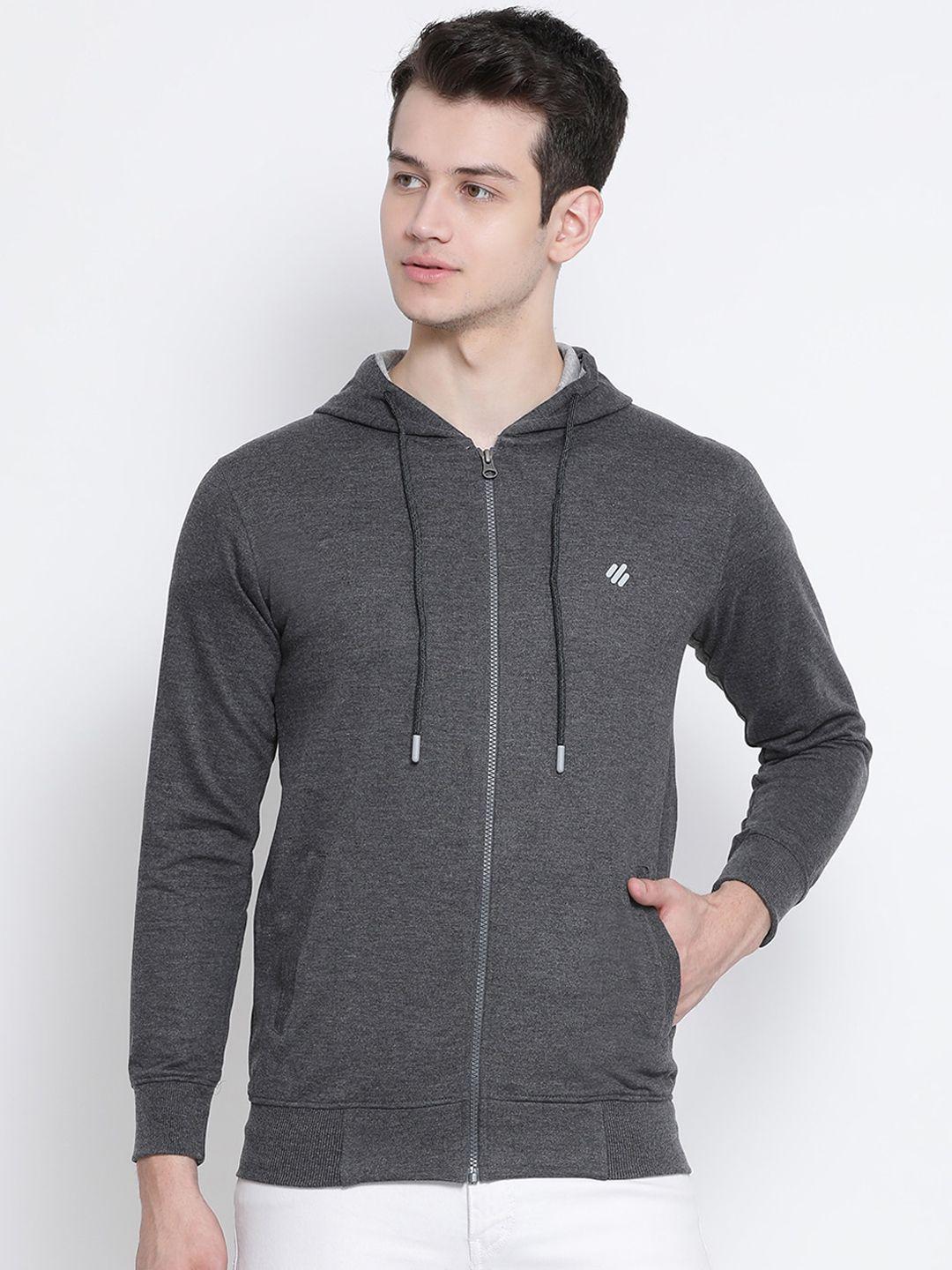 onn men grey melange cotton cotton jacket