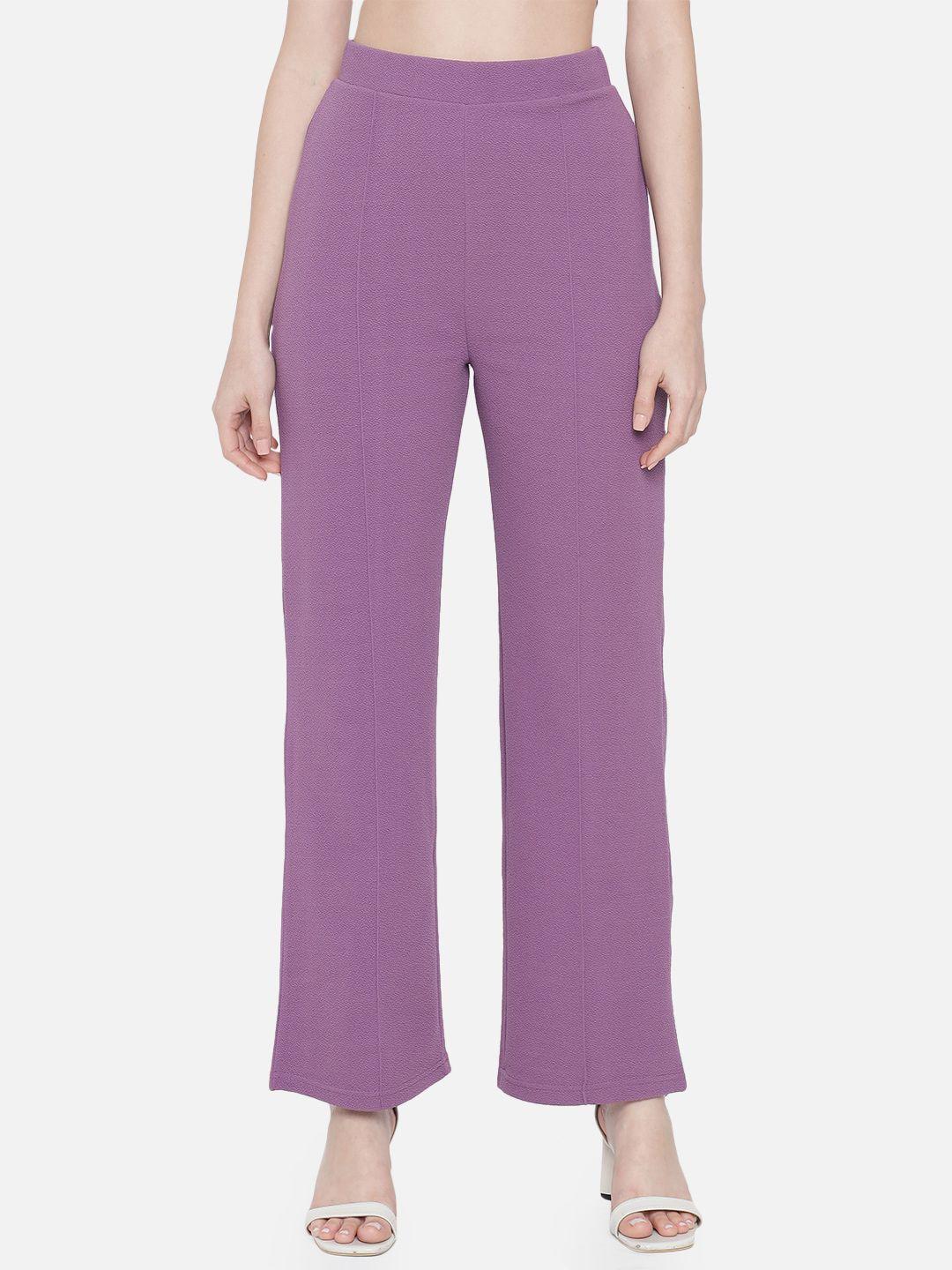 orchid hues women lavender relaxed straight fit high-rise trousers