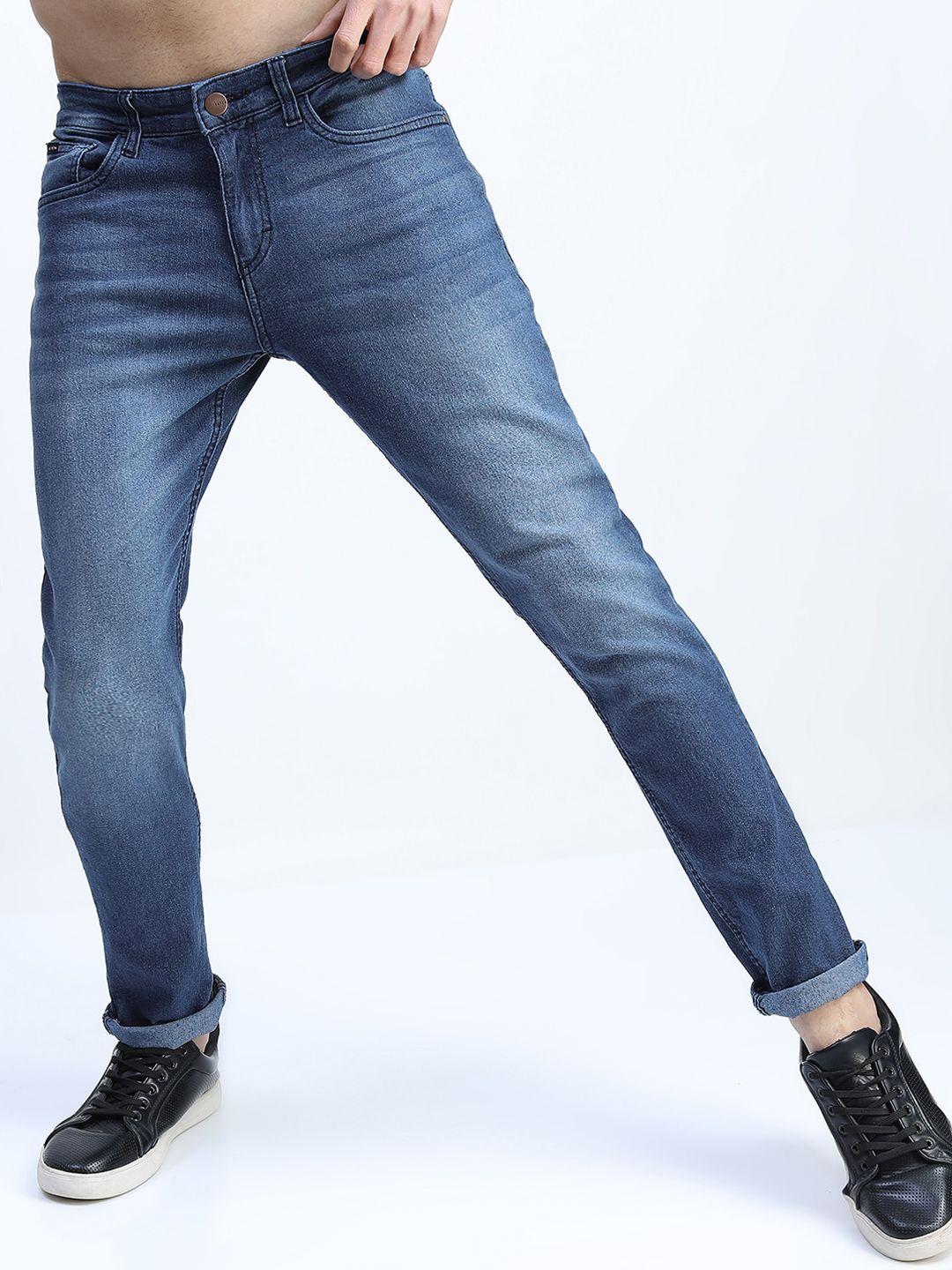 ketch men blue slim fit heavy fade stretchable jeans