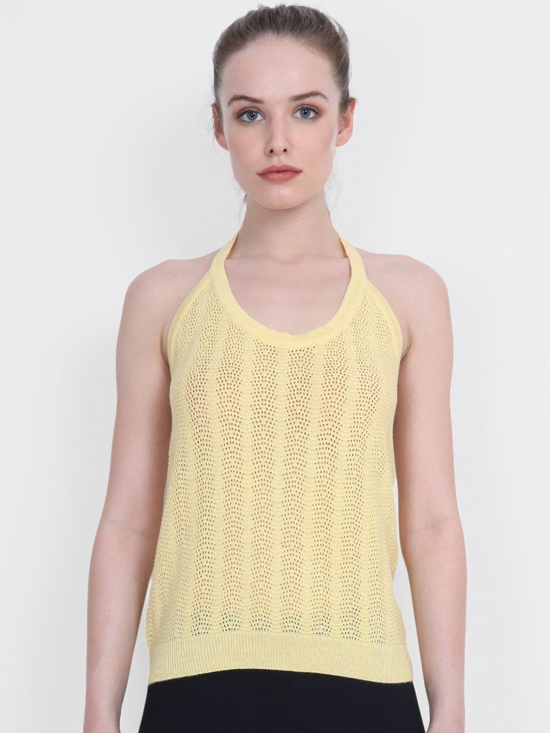 joe hazel woman yellow halter neck top