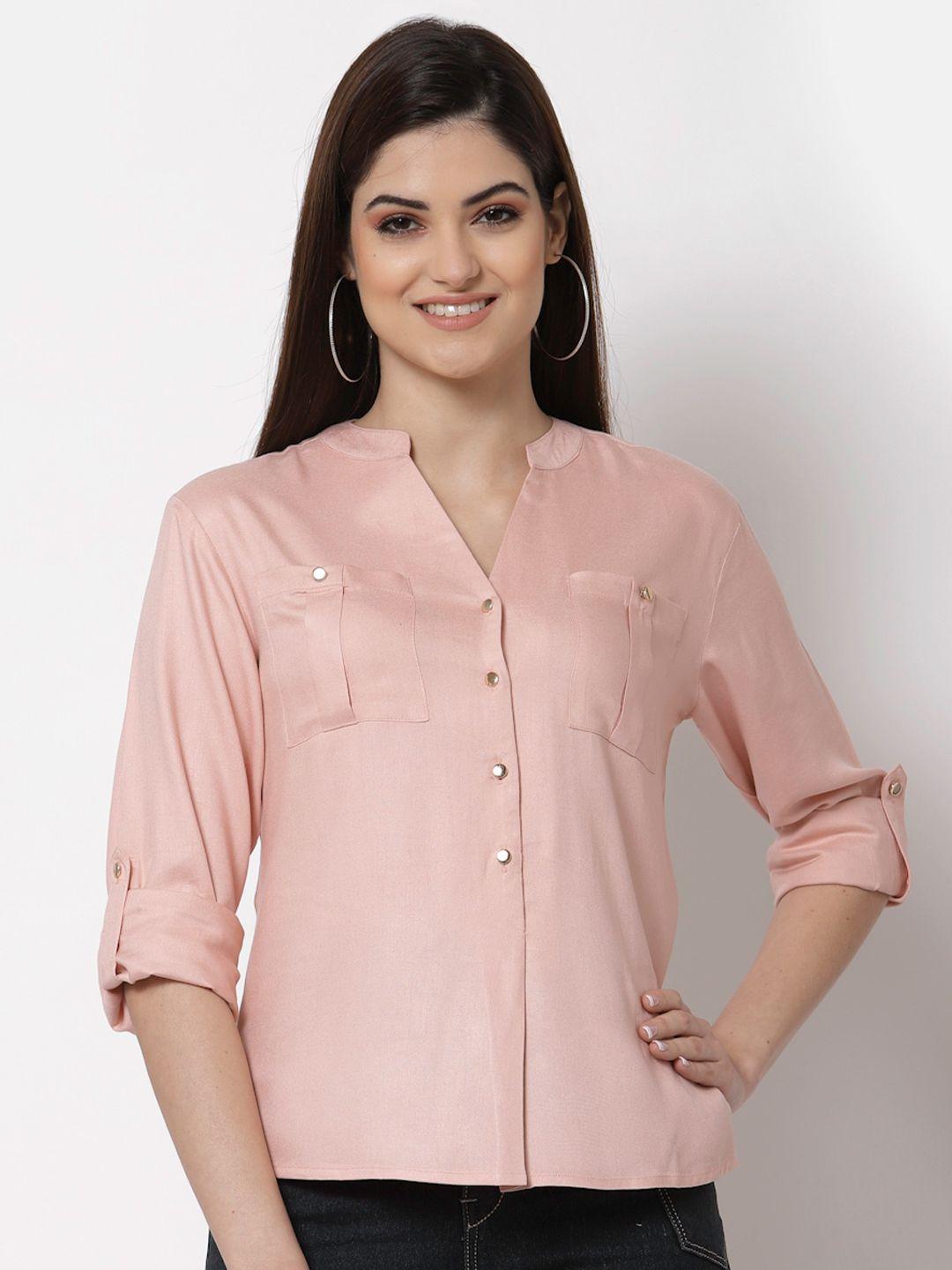 style quotient women nude-coloured classic casual shirt