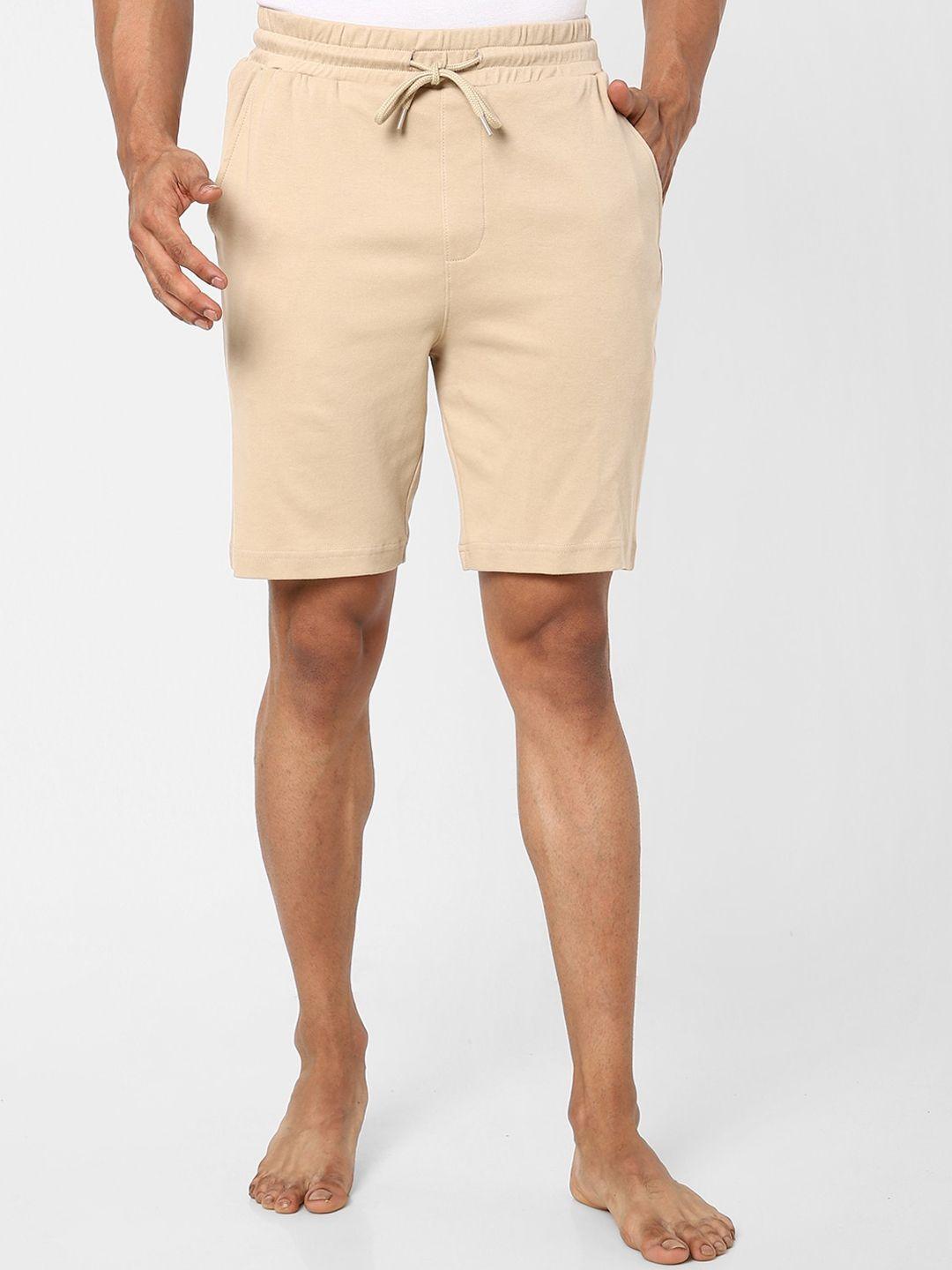 ajile by pantaloons men khaki solid slim fit shorts