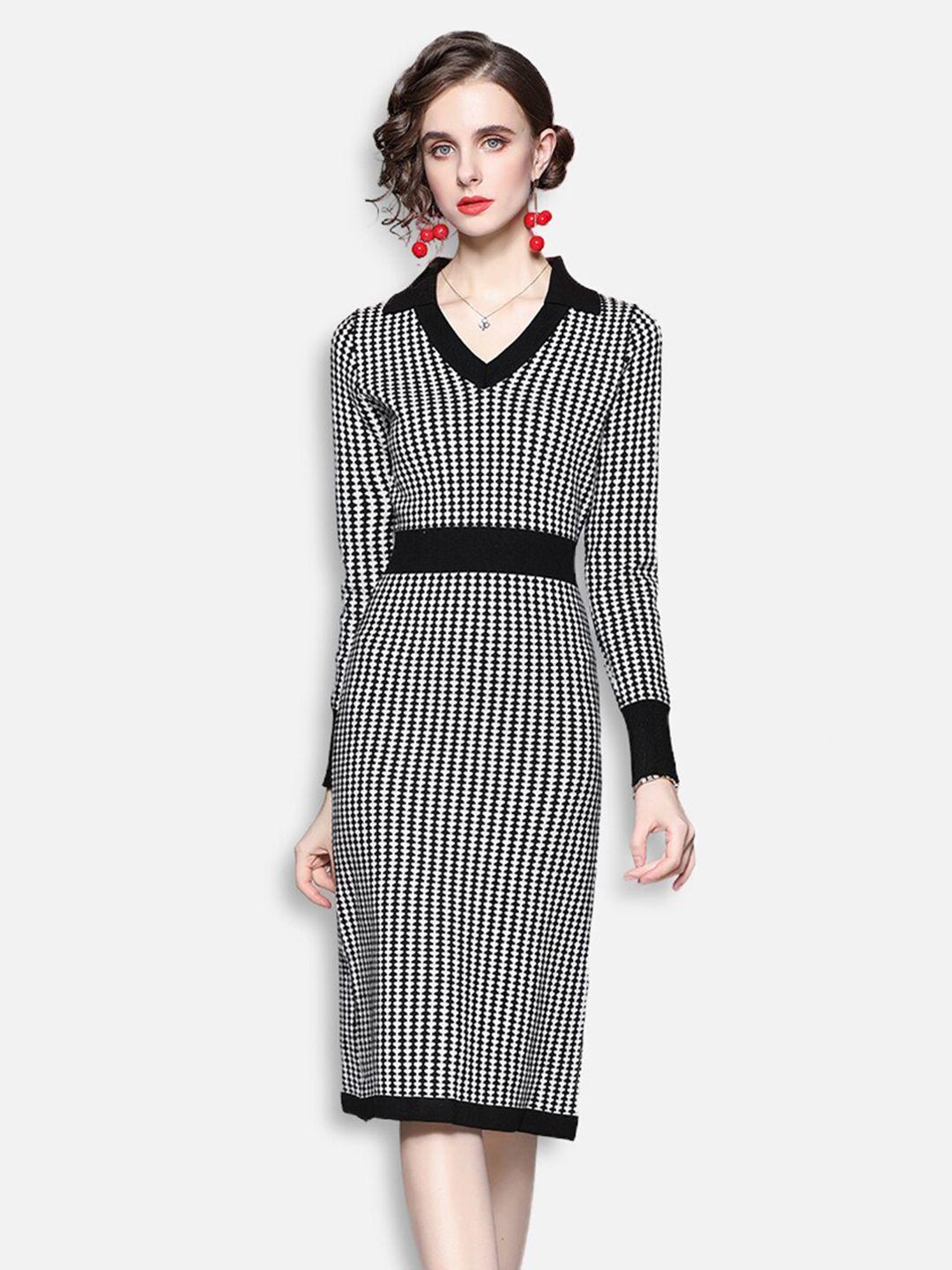 jc collection women black & white printed sheath dress