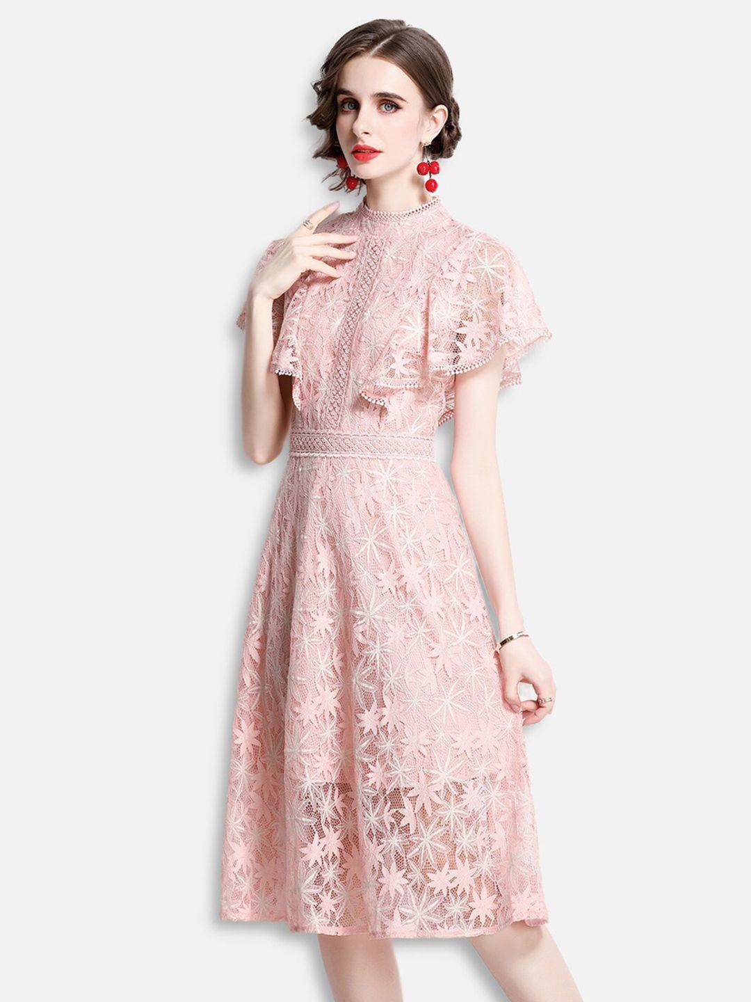 jc collection pink choker neck midi dress