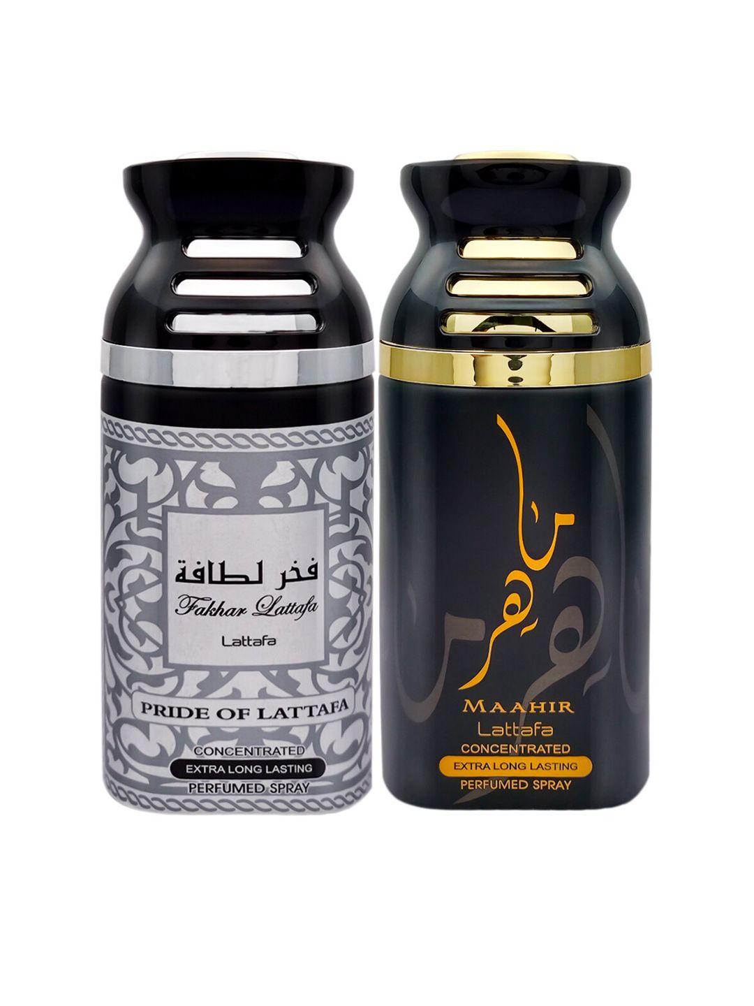 lattafa fakhar pride of lattafa & maahir pack of 2 perfumed body spray 250ml each