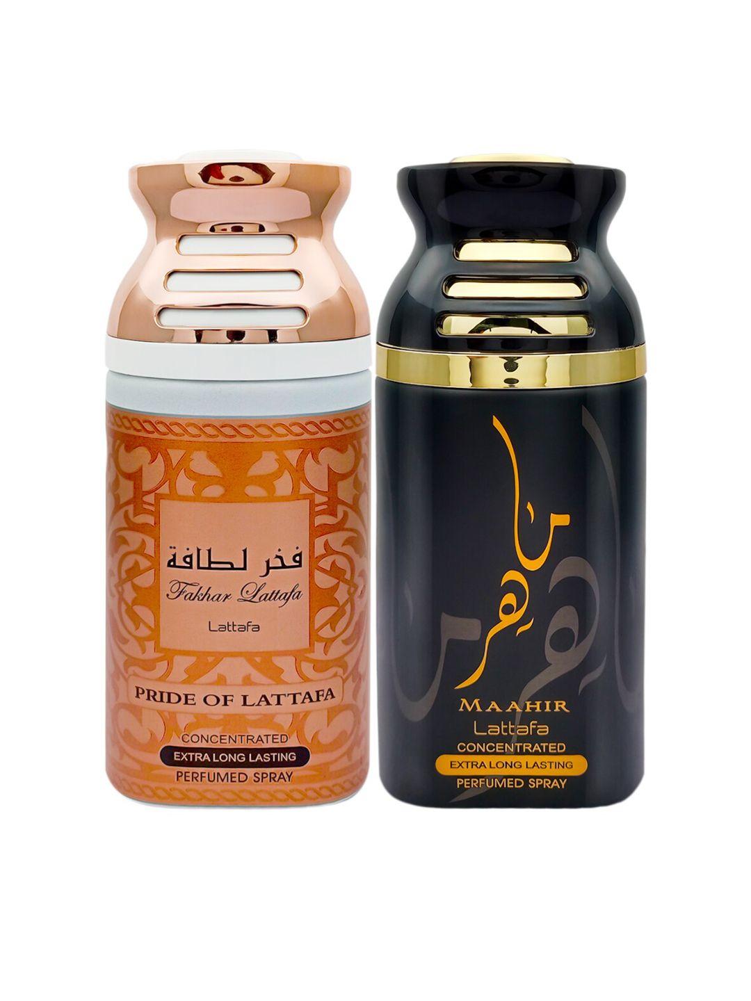 lattafa & maahir pack of 2 perfumed body spray deodorant- 250 ml each