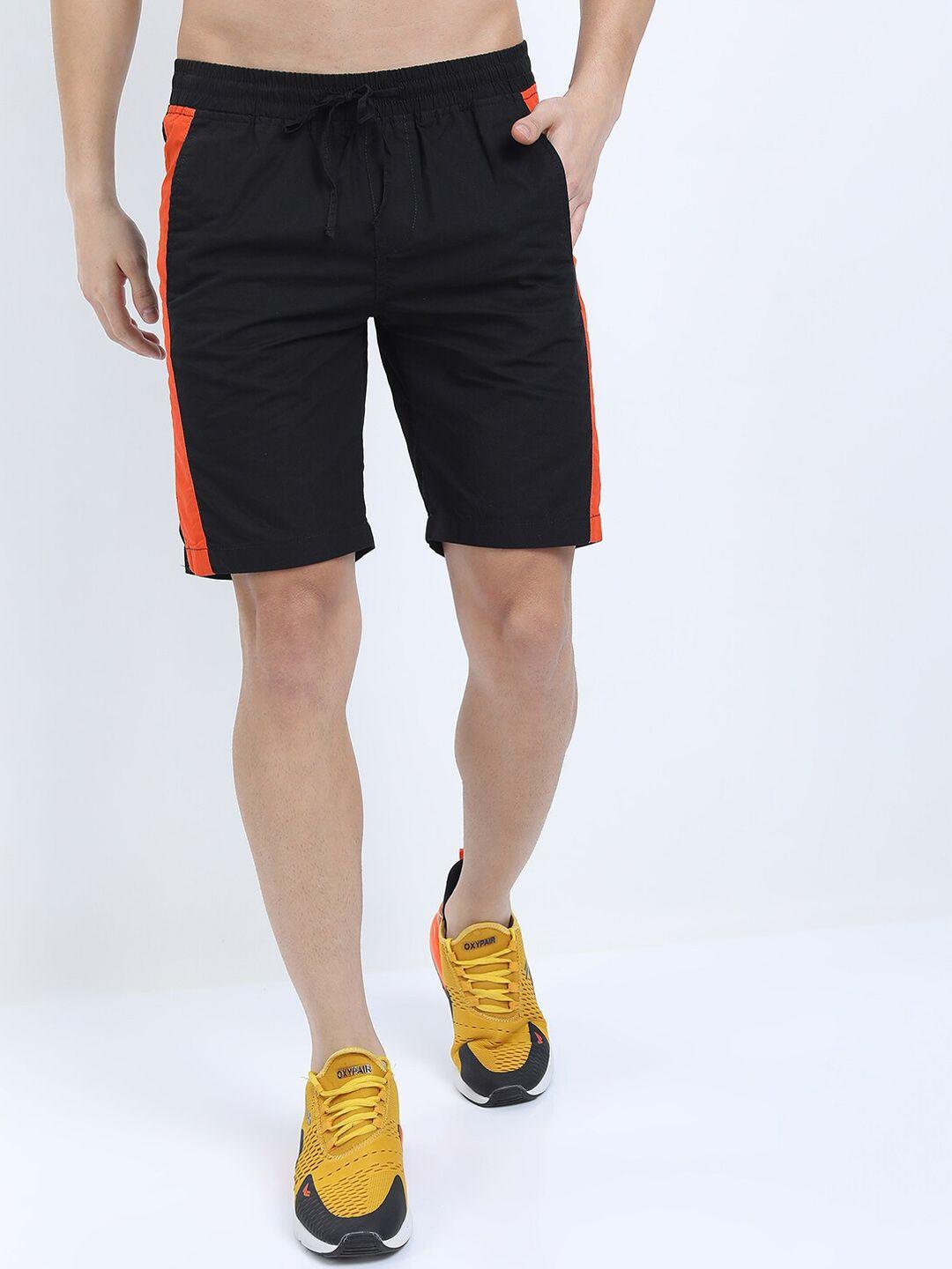 highlander men black striped slim fit sports shorts