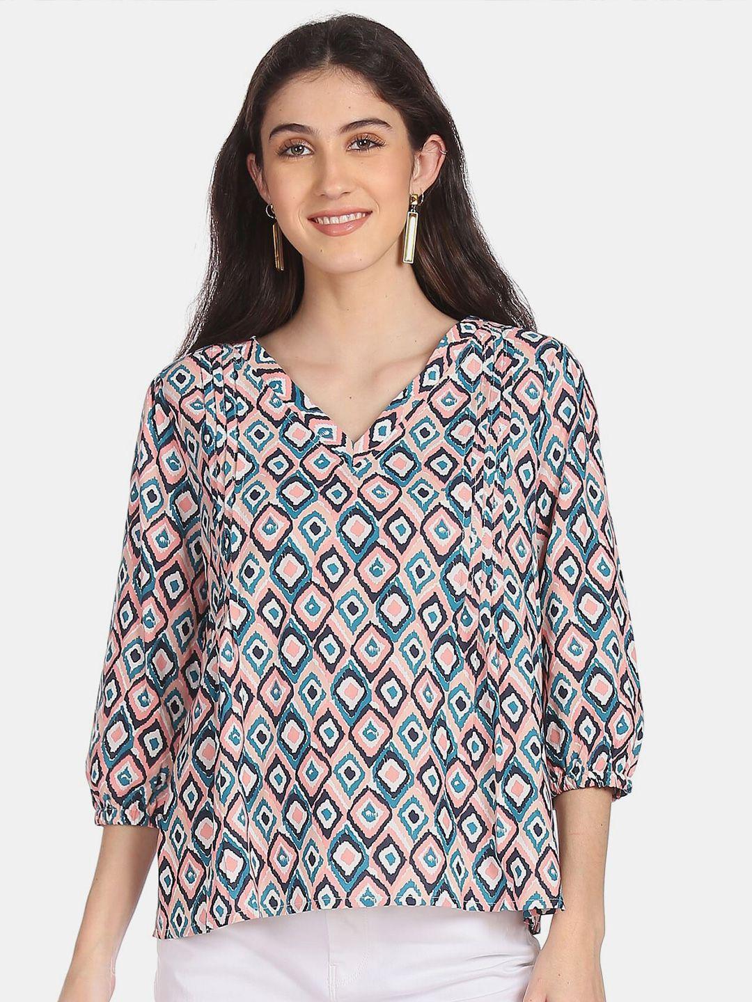 cherokee white geometric print top