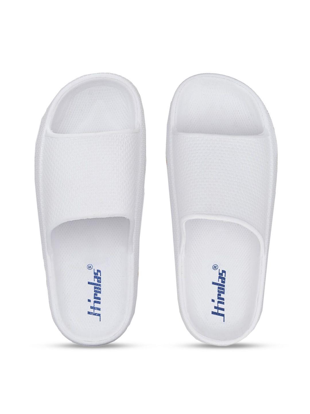 hirolas men white fluffy comfortable rubber sliders